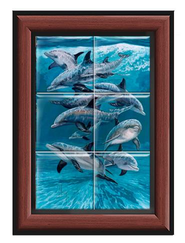 "Bottlenose Dolphins" Tile Art - Image 6