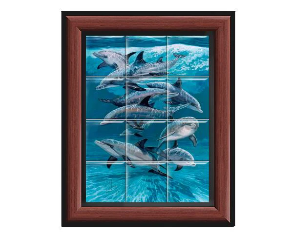 "Bottlenose Dolphins" Tile Art - Image 9