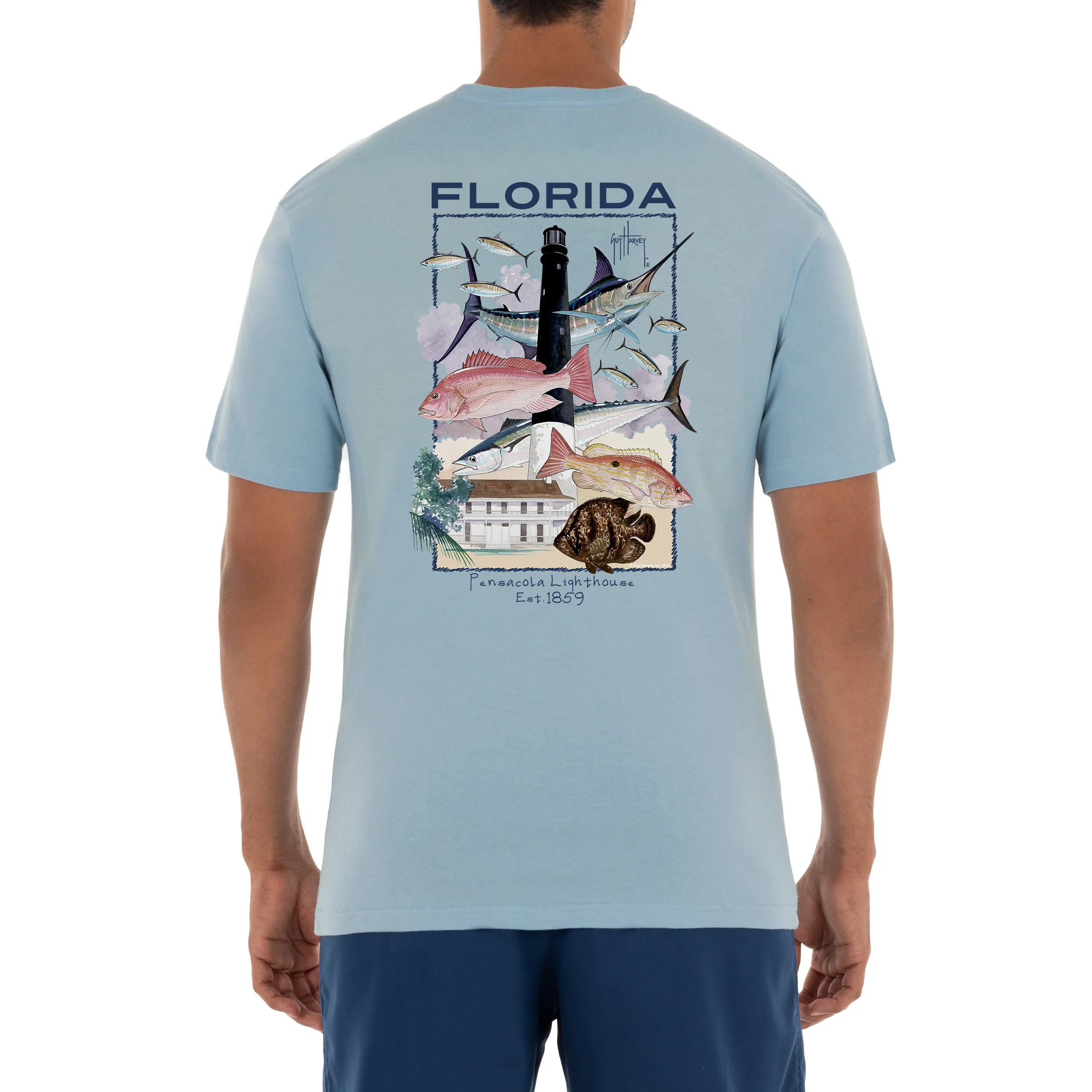 Men's 'Pensacola Lighthouse' Short Sleeve Crew Neck T-Shirt