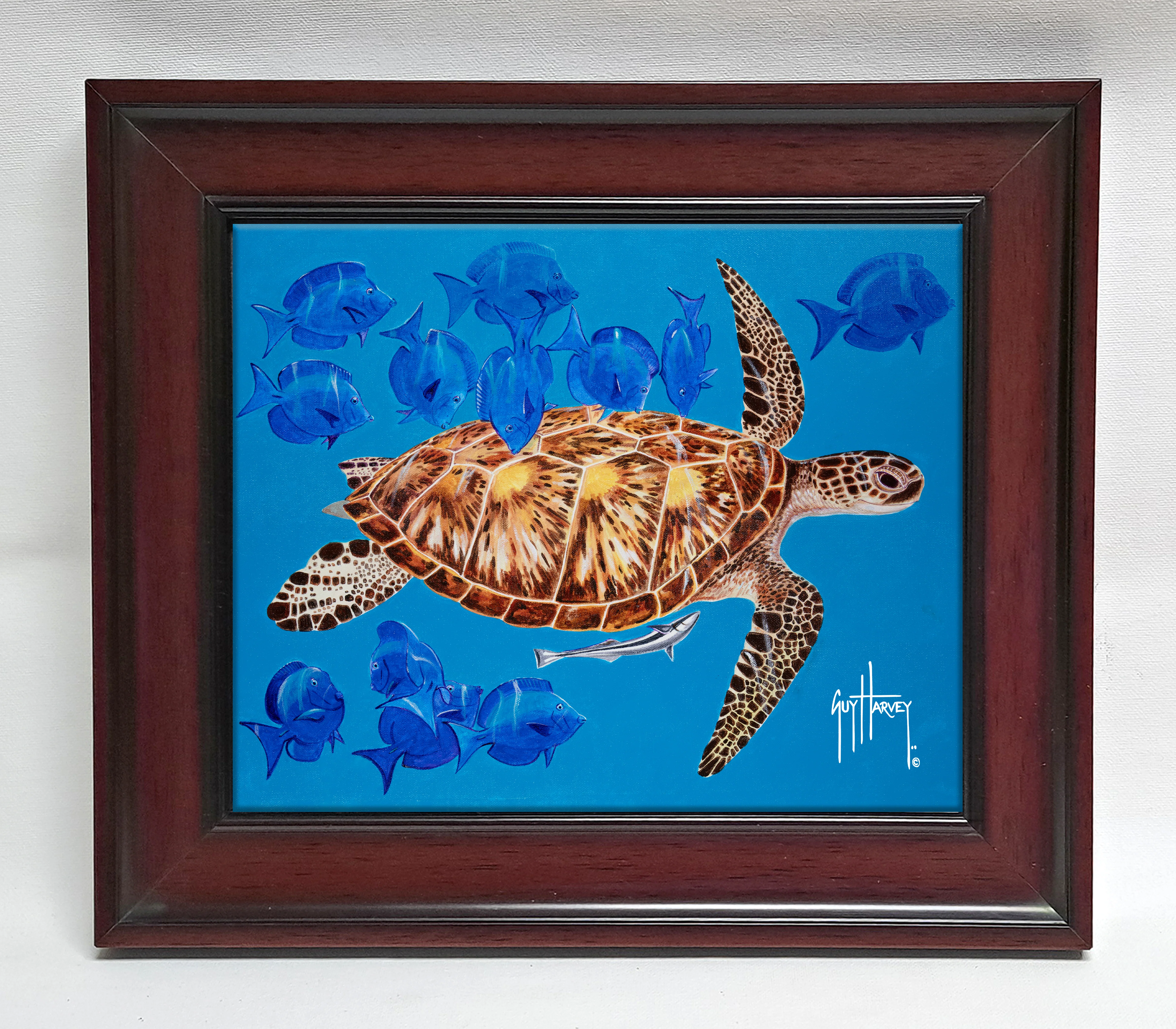 "Green Turtle & Blue Tangs" Tile Art - Image 3