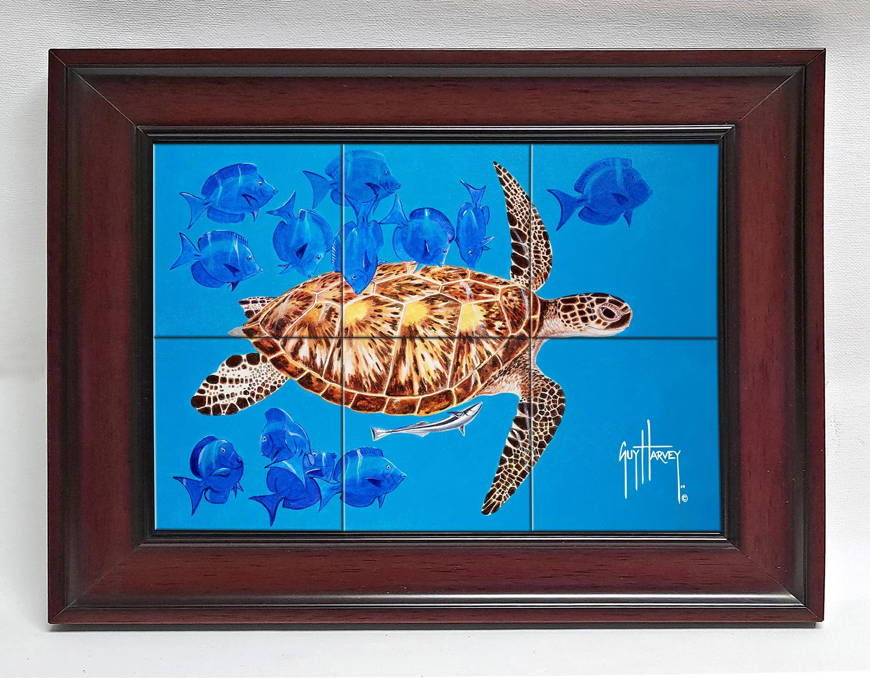 "Green Turtle & Blue Tangs" Tile Art - Image 6
