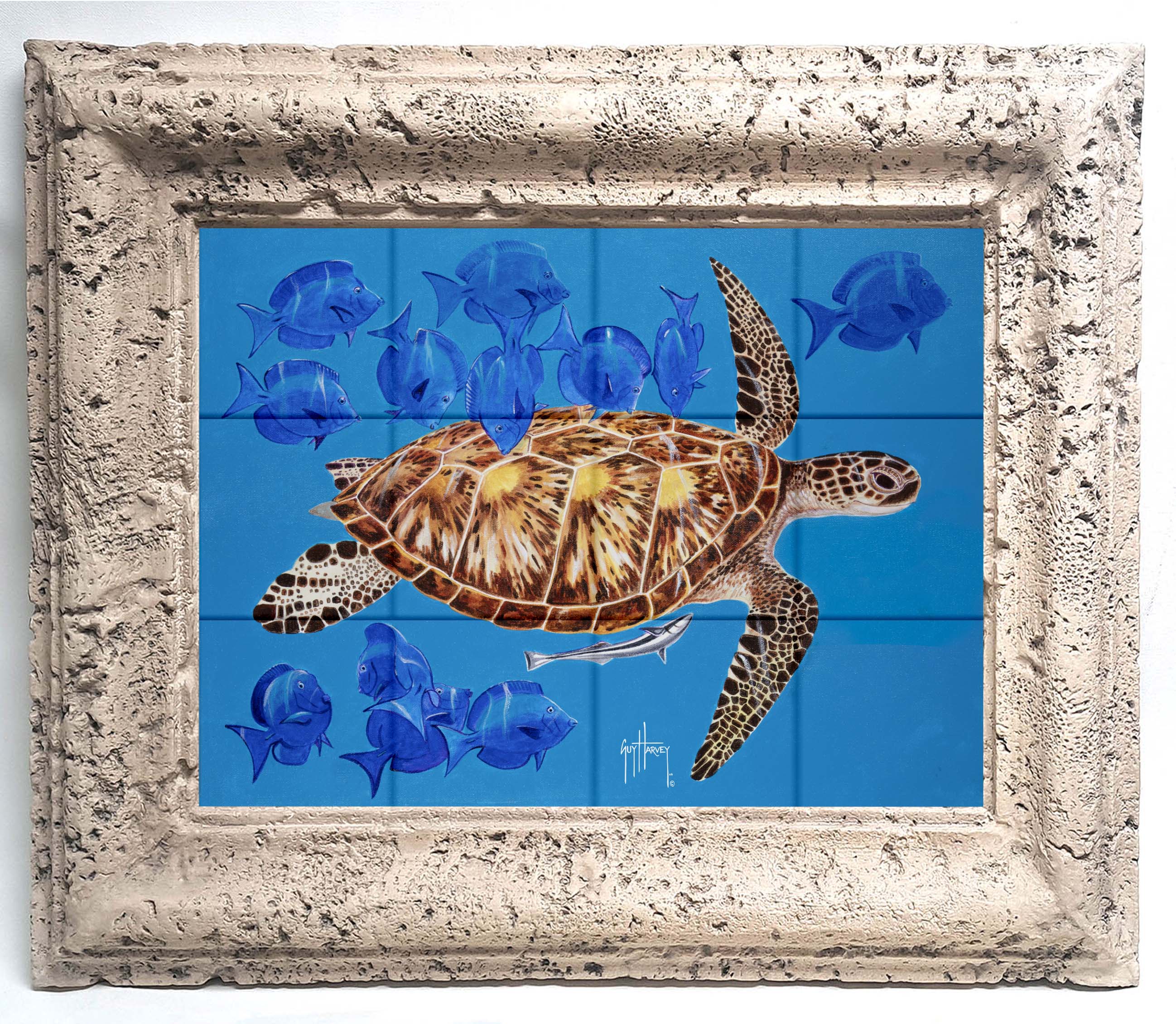 "Green Turtle & Blue Tangs" Tile Art - Image 7