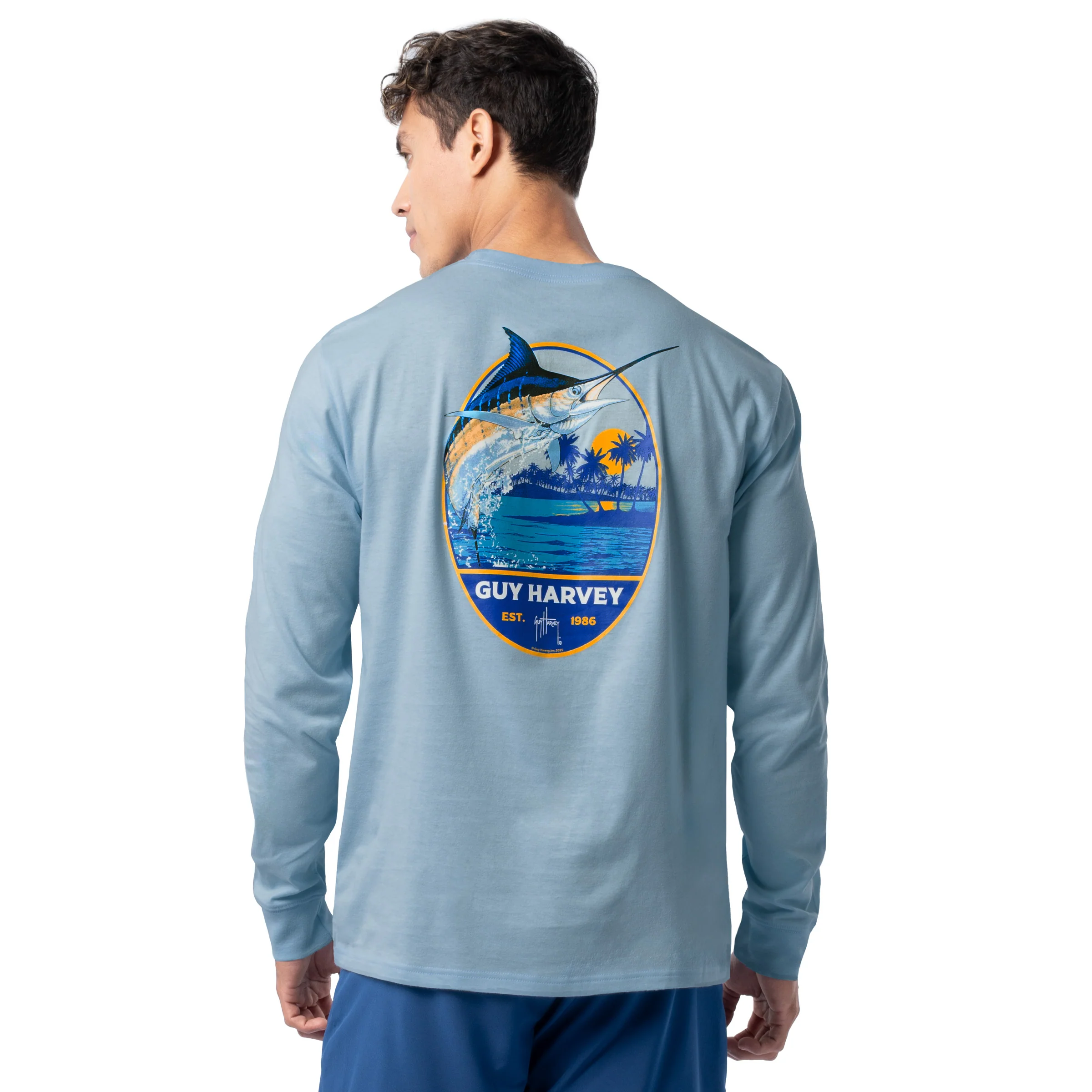 Lightweight Long Sleeve Tee - Blue Hawaiian