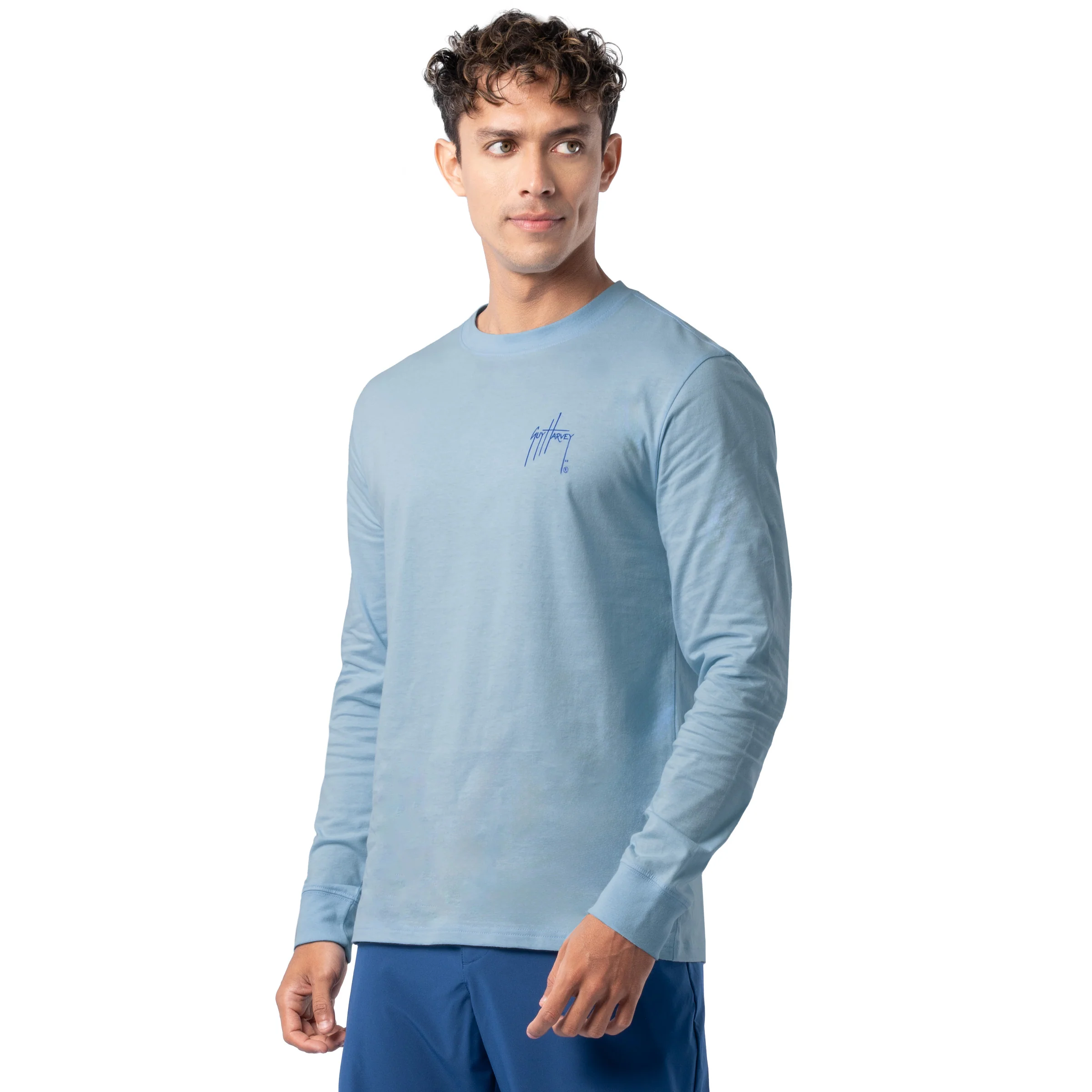 Lightweight Long Sleeve Tee - Blue Hawaiian - Image 3