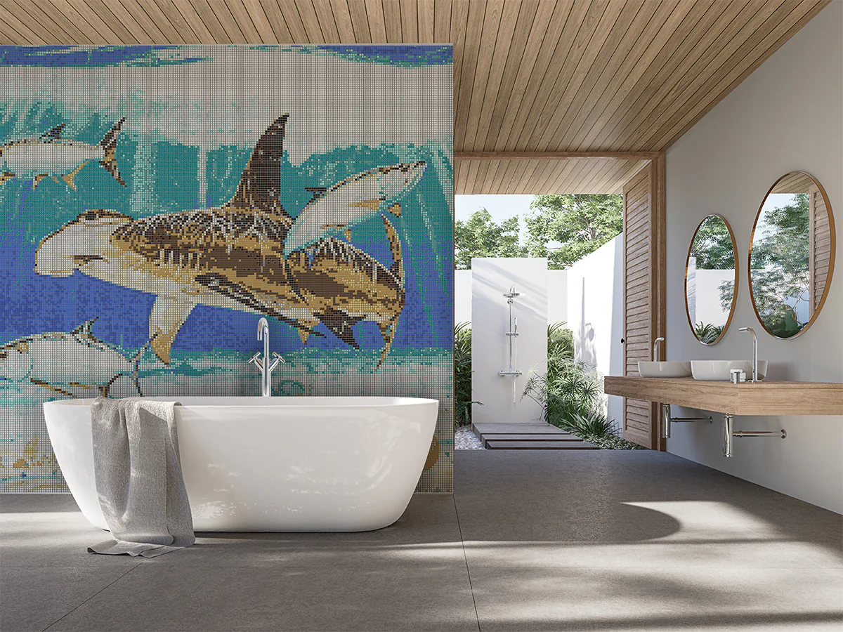 Hammerhead Shark Mosaic Mural - Small - Image 2