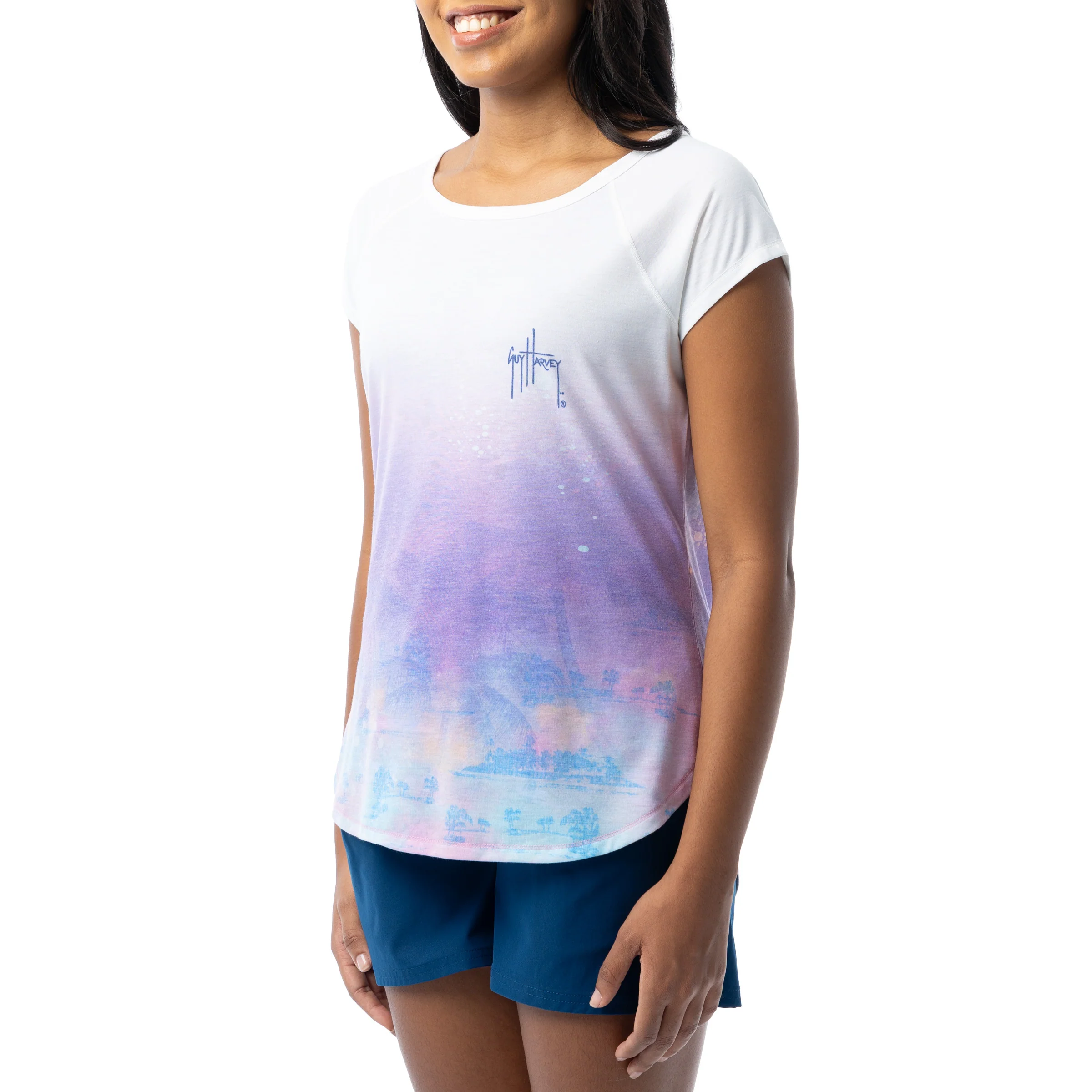 Women's Beach Side Short Sleeve Poly/Rayon Slub Top - Image 3