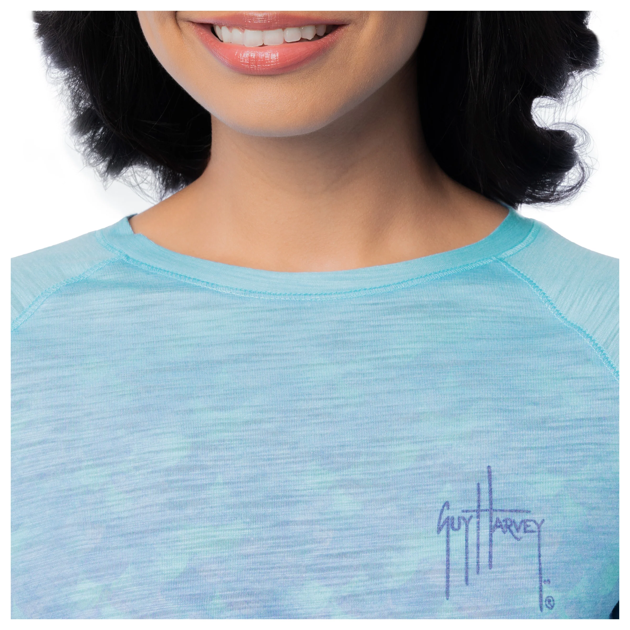 Women's Blue Scale Long Sleeve Raglan Slub Shirt - Image 6