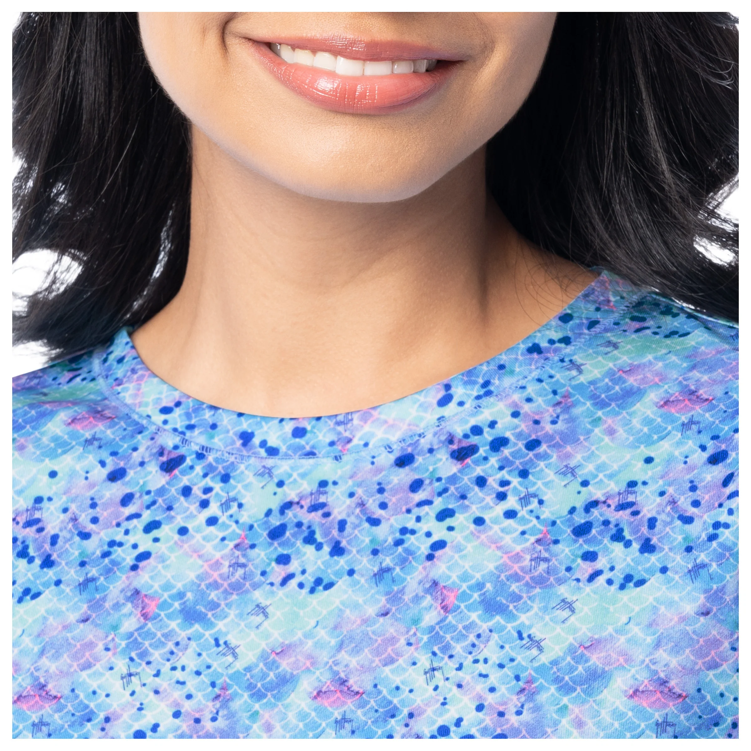 Women's Blue Scales Long Sleeve Sun Protection Top - Image 5