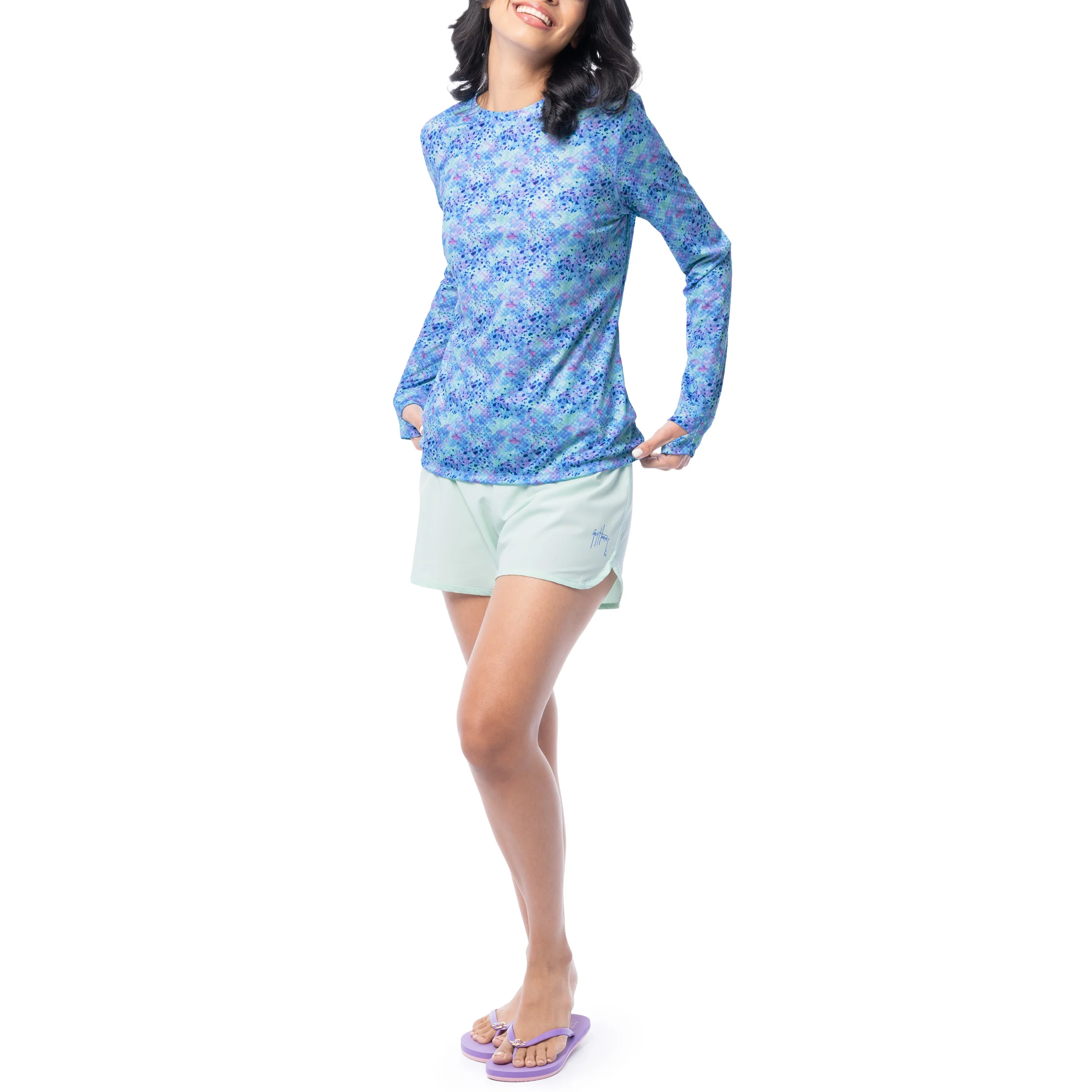 Women's Blue Scales Long Sleeve Sun Protection Top - Image 7