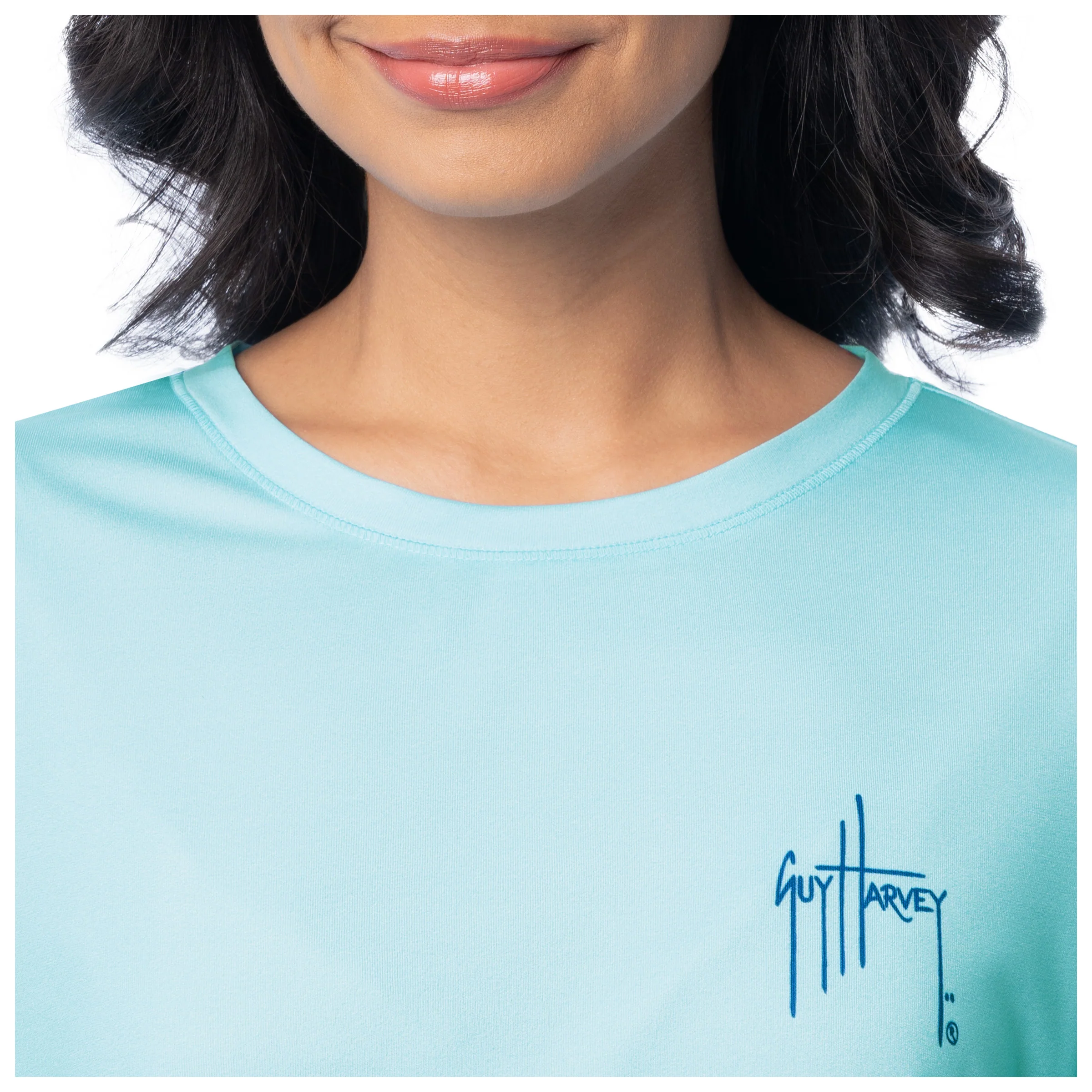 Women's Blue Solid Long Sleeve Sun Protection Shirt - Image 5
