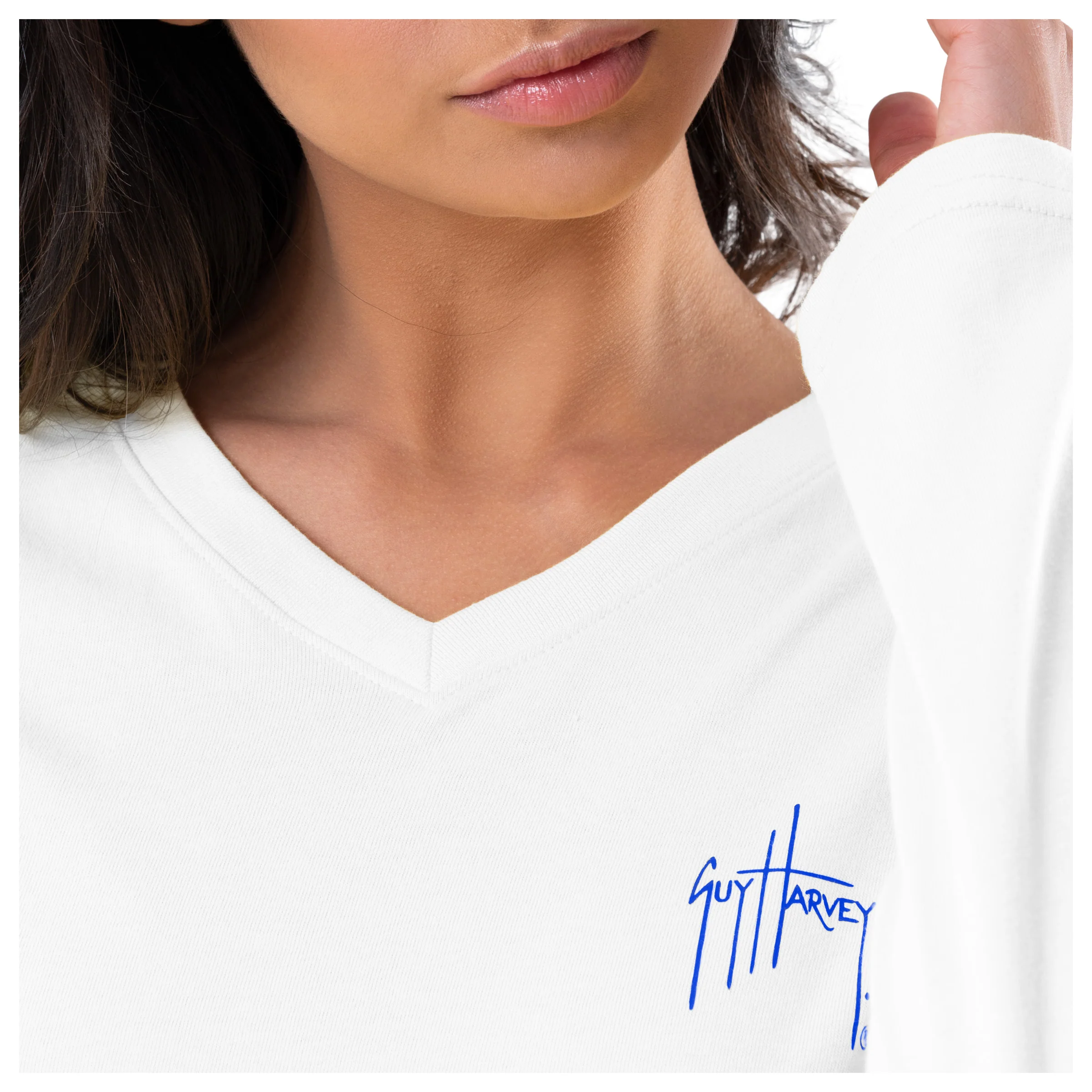 Women's Flag Floral Long Sleeve V Neck T-Shirt - Image 4