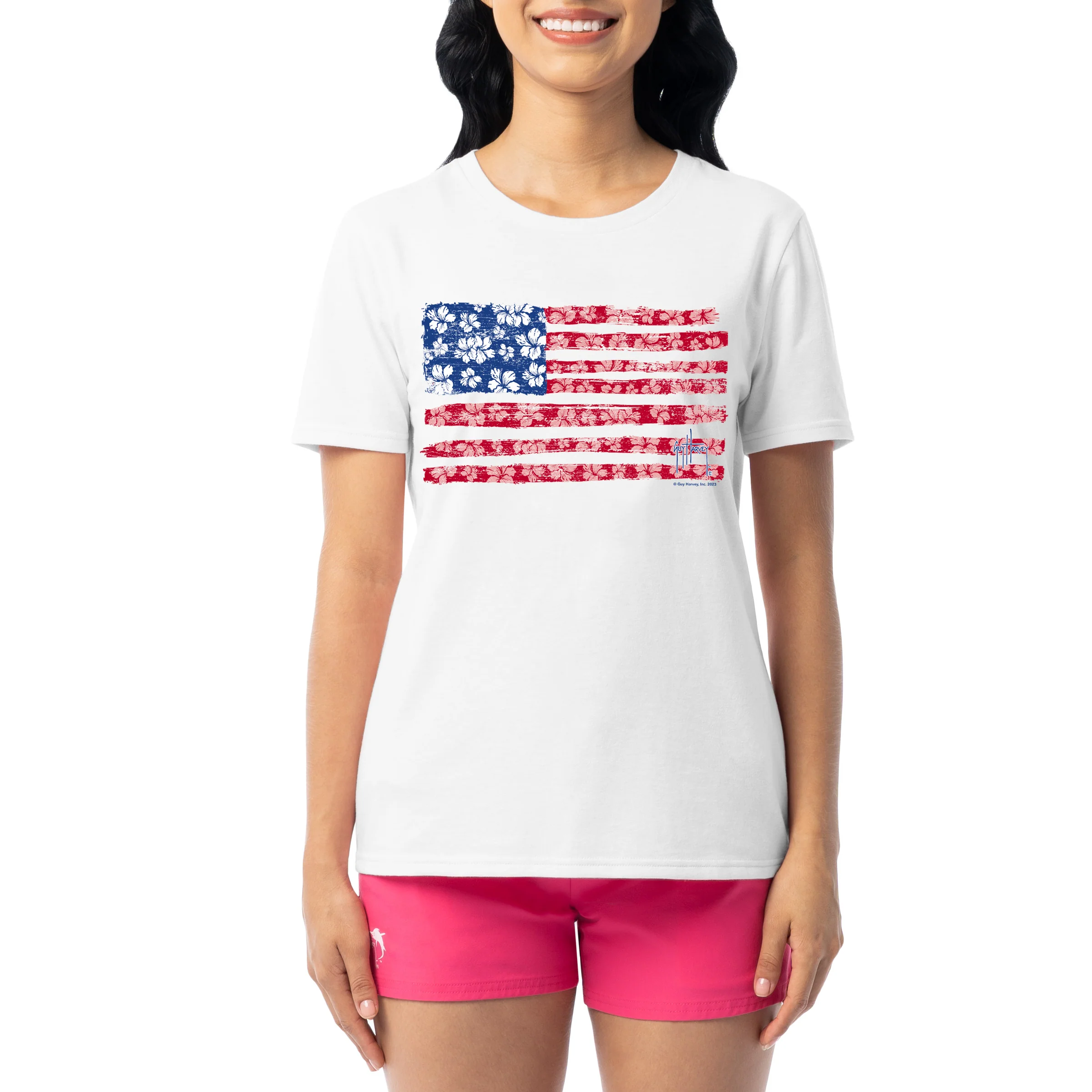 Women's Flower Floral Short Sleeve Crew Neck T-Shirt