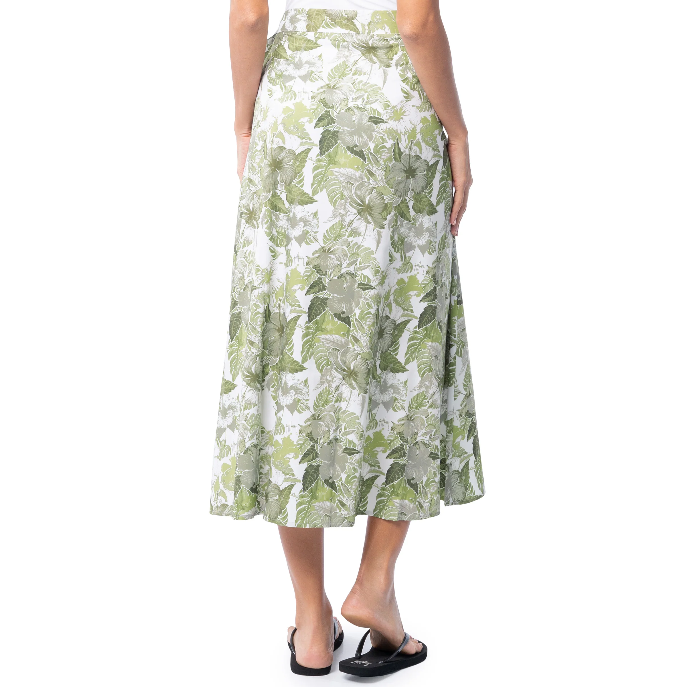 Women's Hibiscus Tonal Wrap Skirt - Image 3