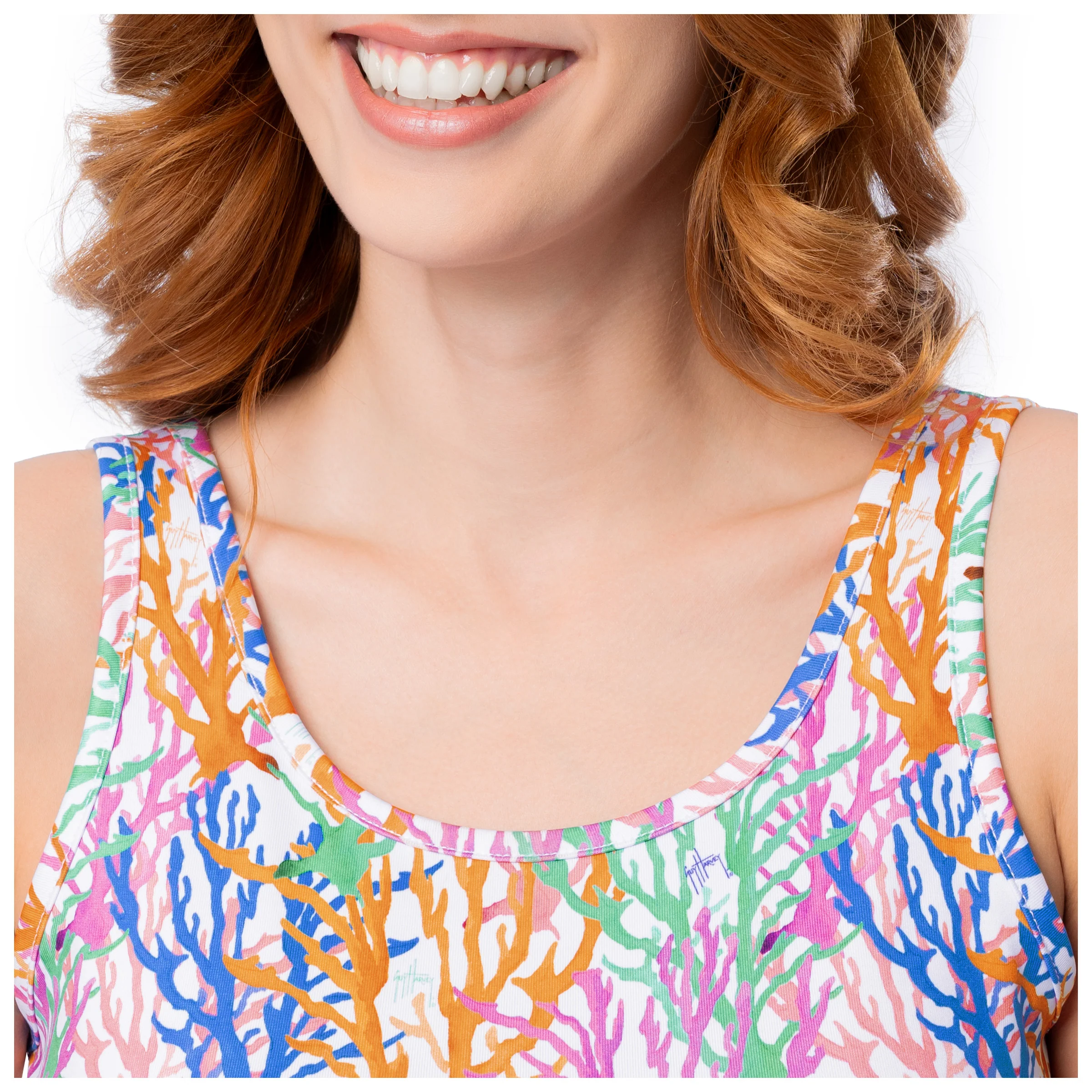 Women's Modern Coral Printed A-Line Dress - Image 4
