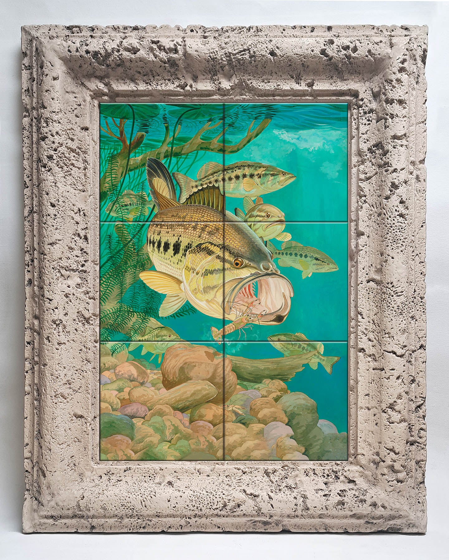 "Largemouth Bass with Crayfish" Tile Art - Image 4