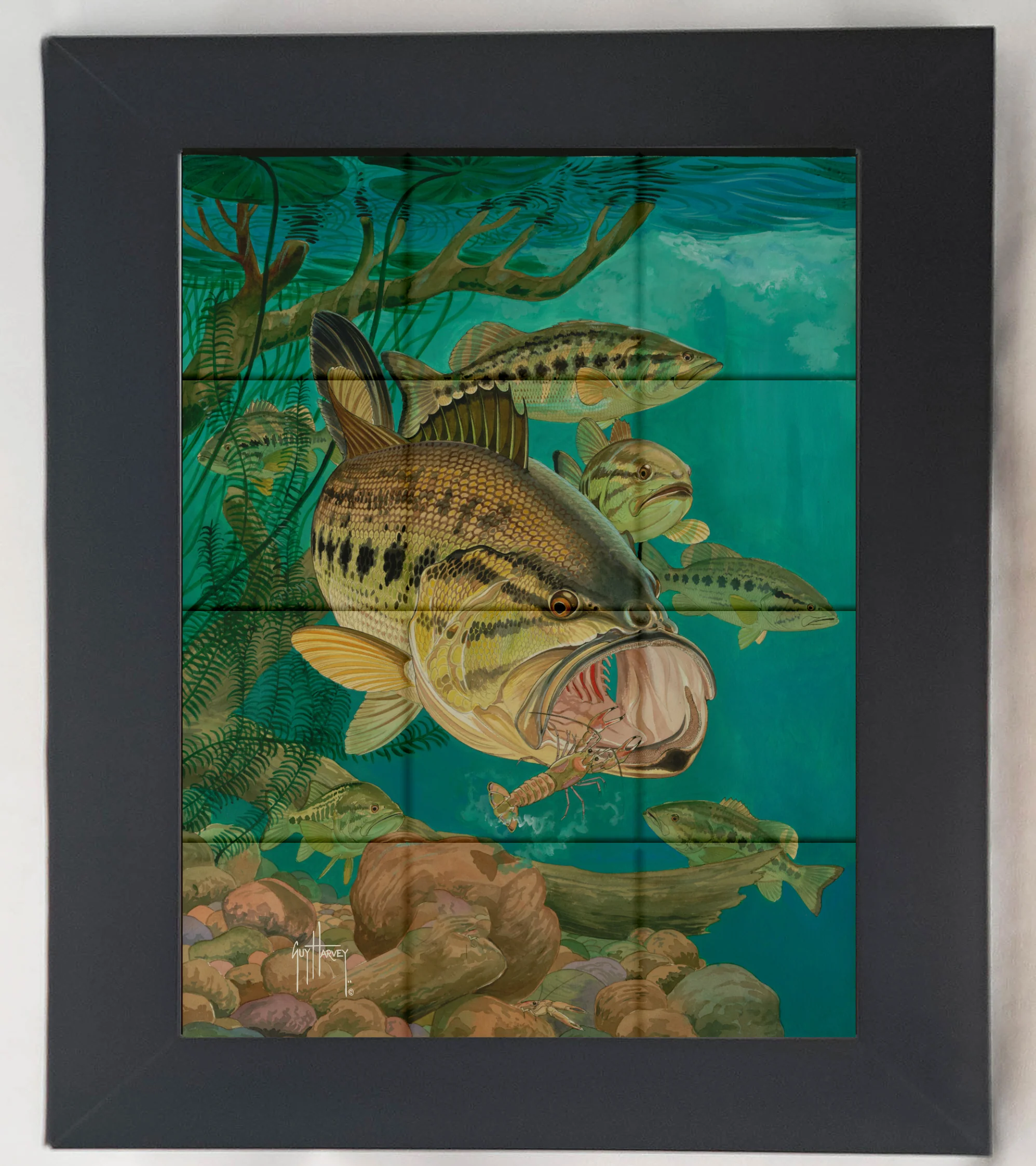 "Largemouth Bass with Crayfish" Tile Art - Image 8