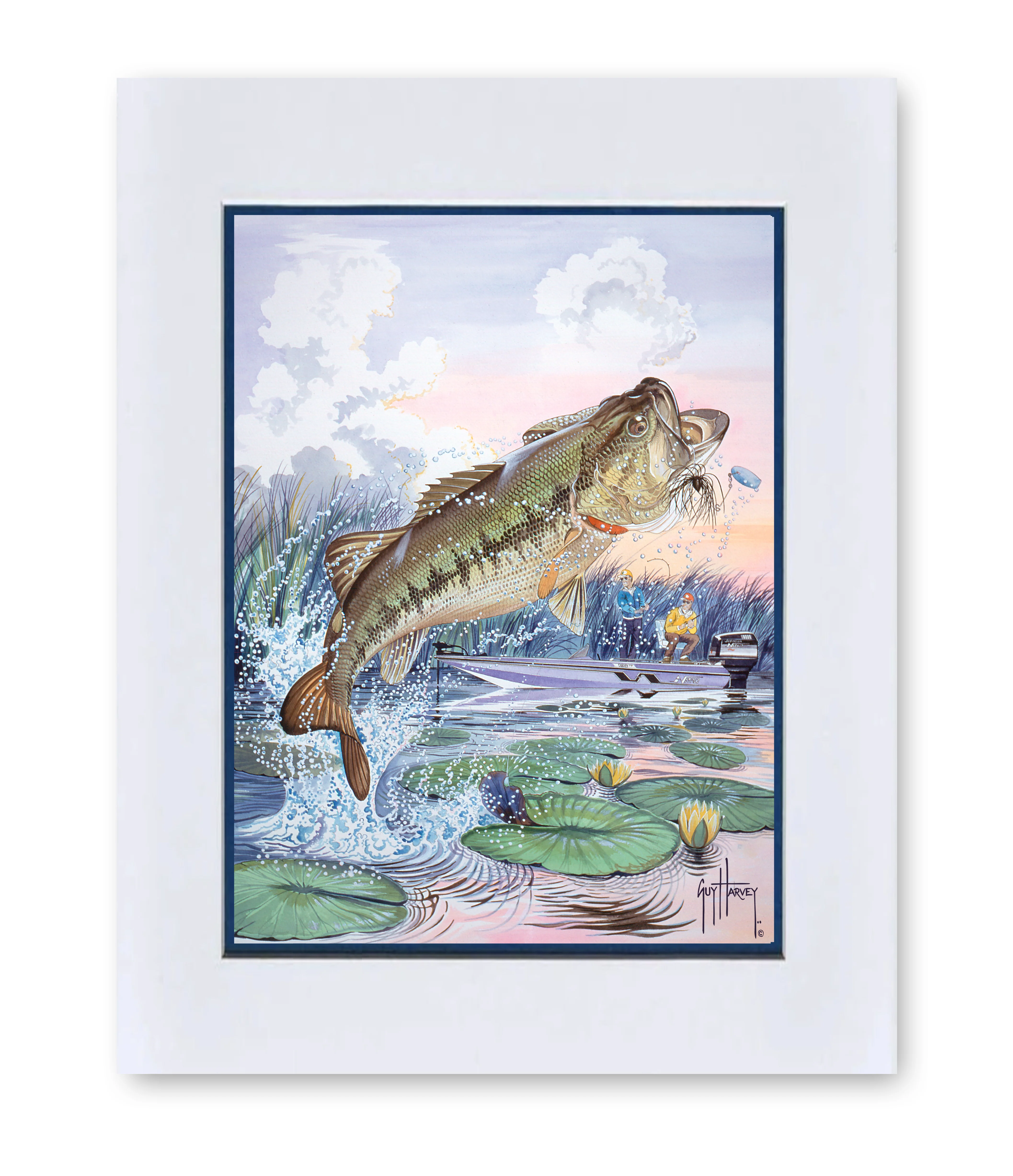"Largemouth Bass with Fisherman" Mini Print - Image 2