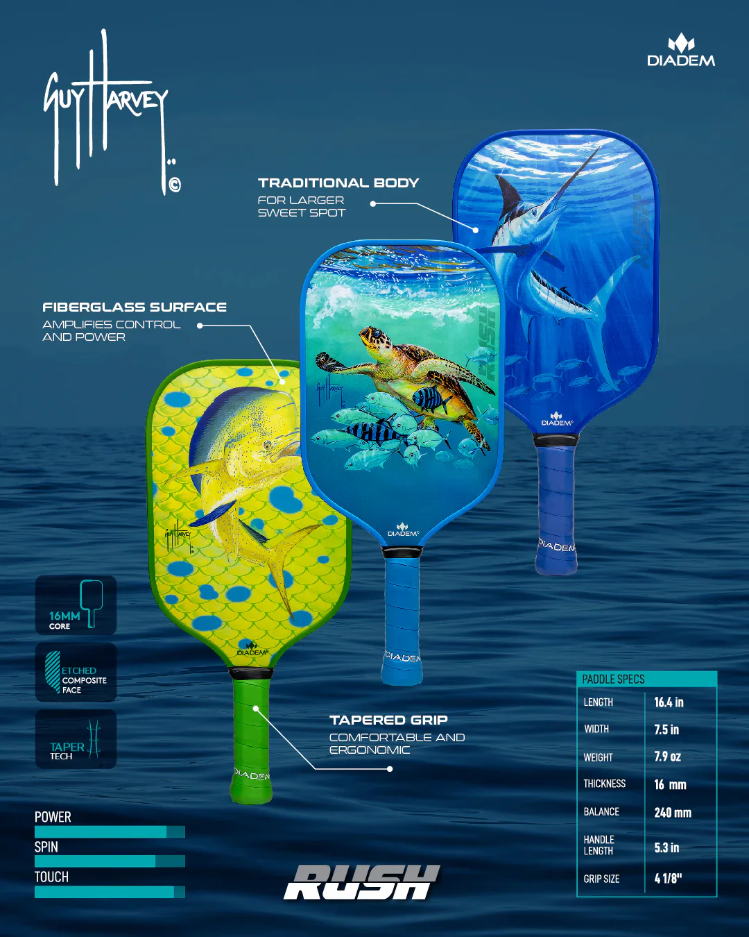 Mahi Mahi Rush Pickleball Paddle - Image 2