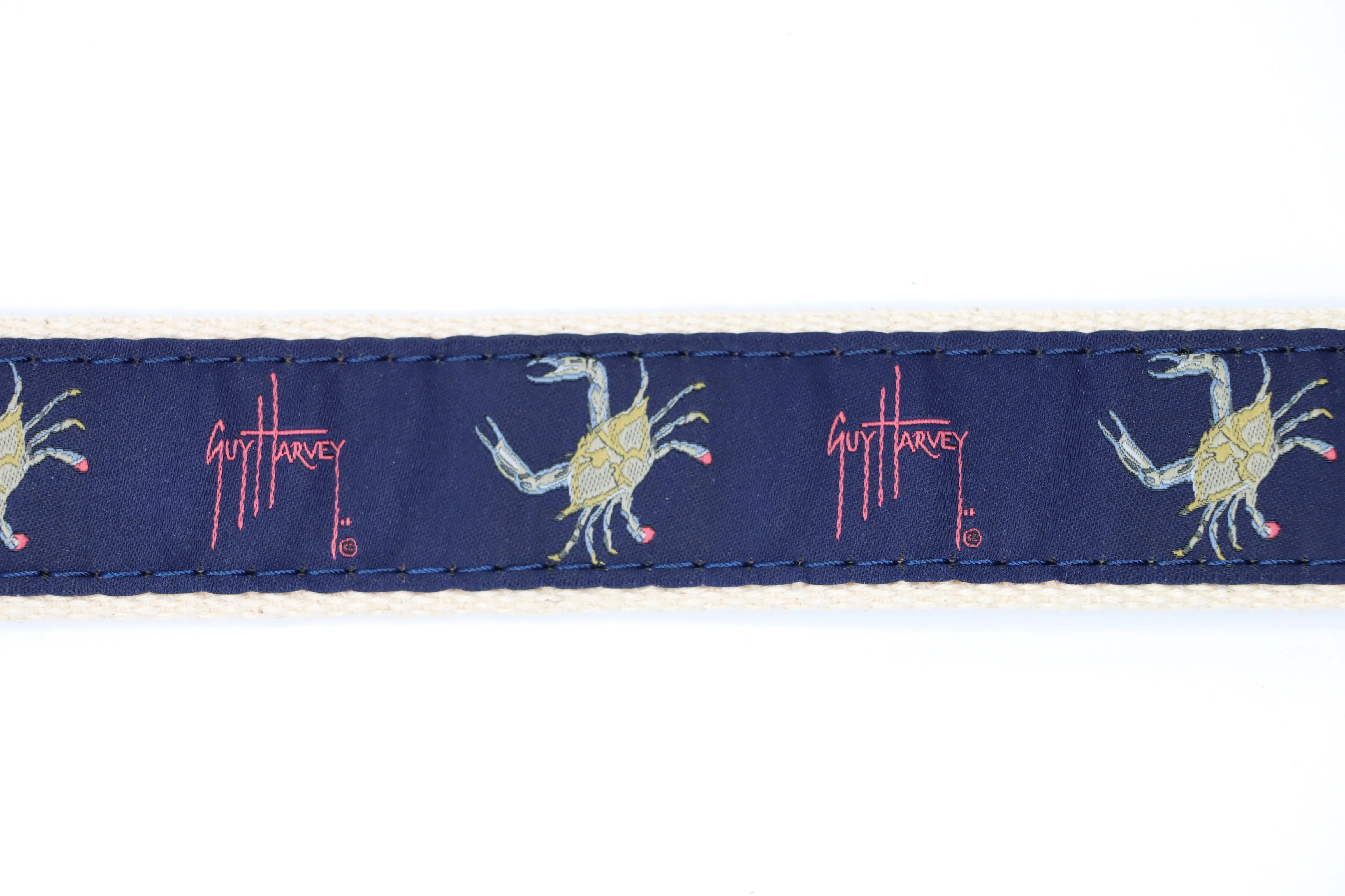 Men's Crab on Navy Leather Tab Belt - Image 3