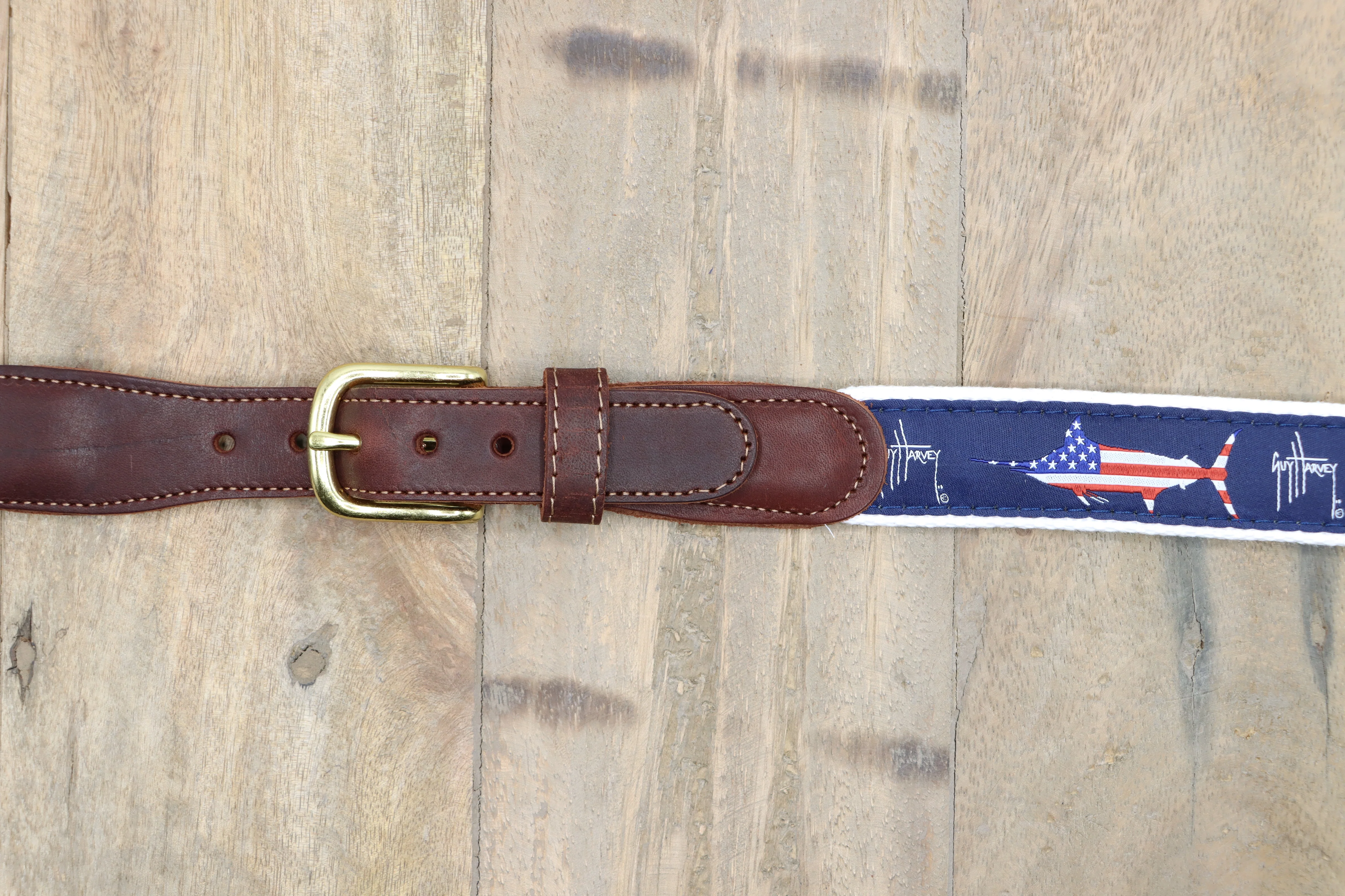 Men's USA Marlin Leather Tab Belt - Image 3