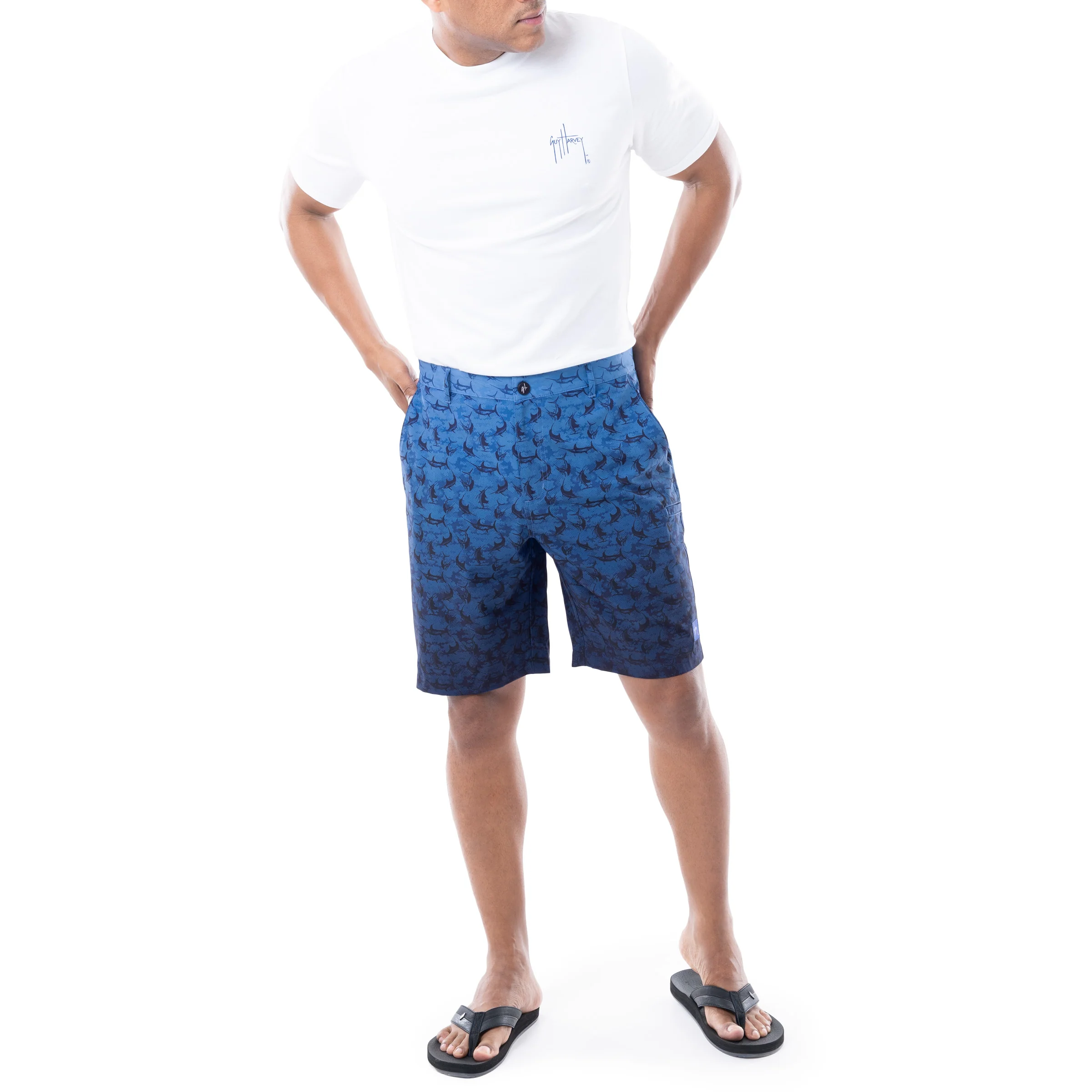 Mens 9" Marlin Seas Printed Hybrid Performance Short - Image 7
