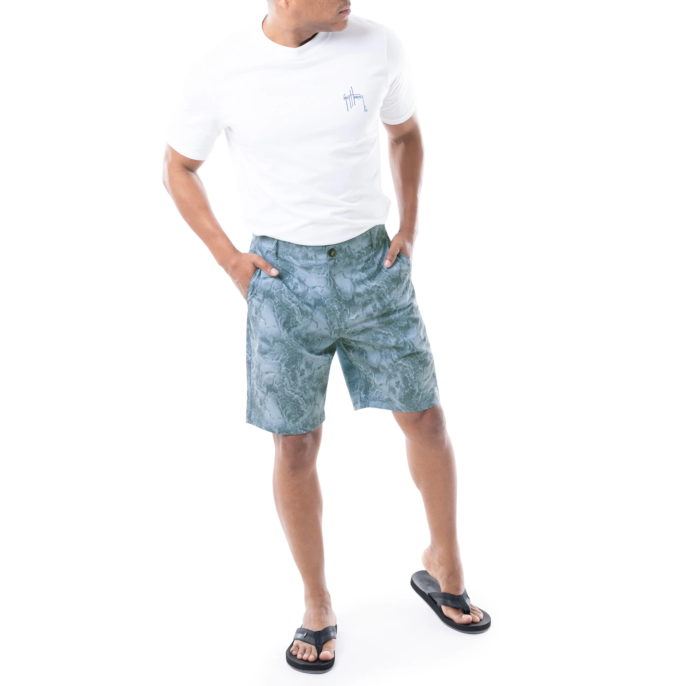 Mens 9" Ocean Blue Printed Hybrid Short - Image 7