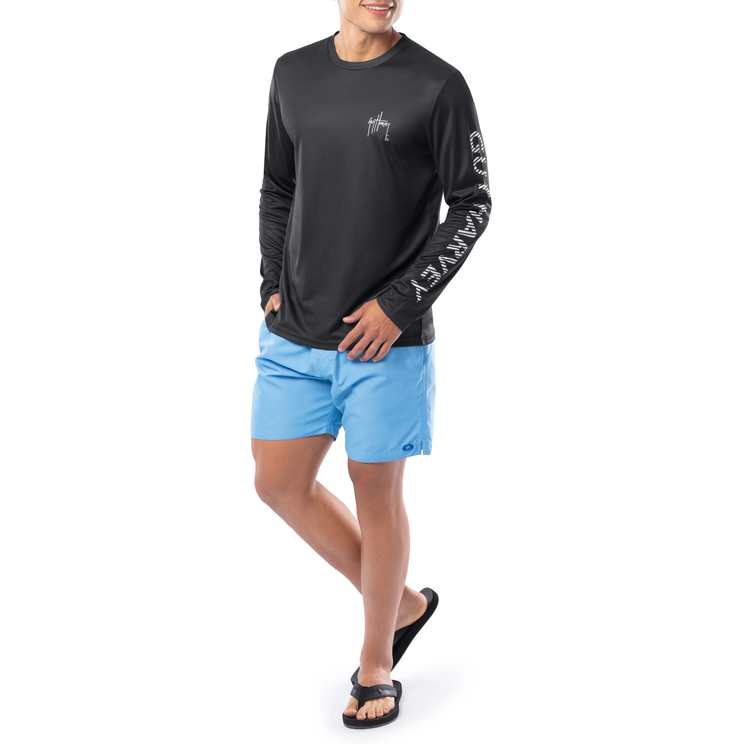 Men's Adrift Black Performance Sun Protection Top - Image 6