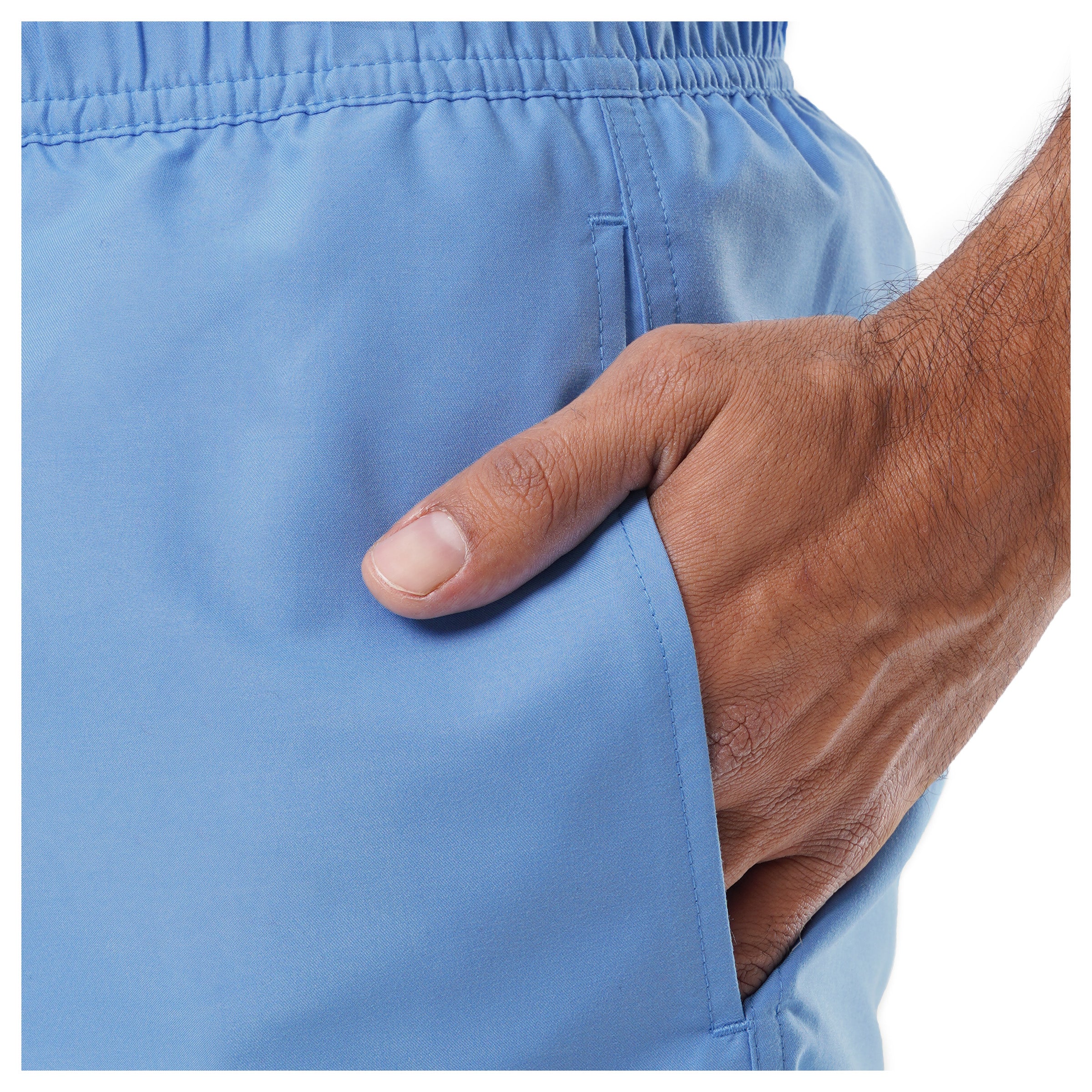 Men's Light Blue Solid 7" Swim Trunks - Image 4