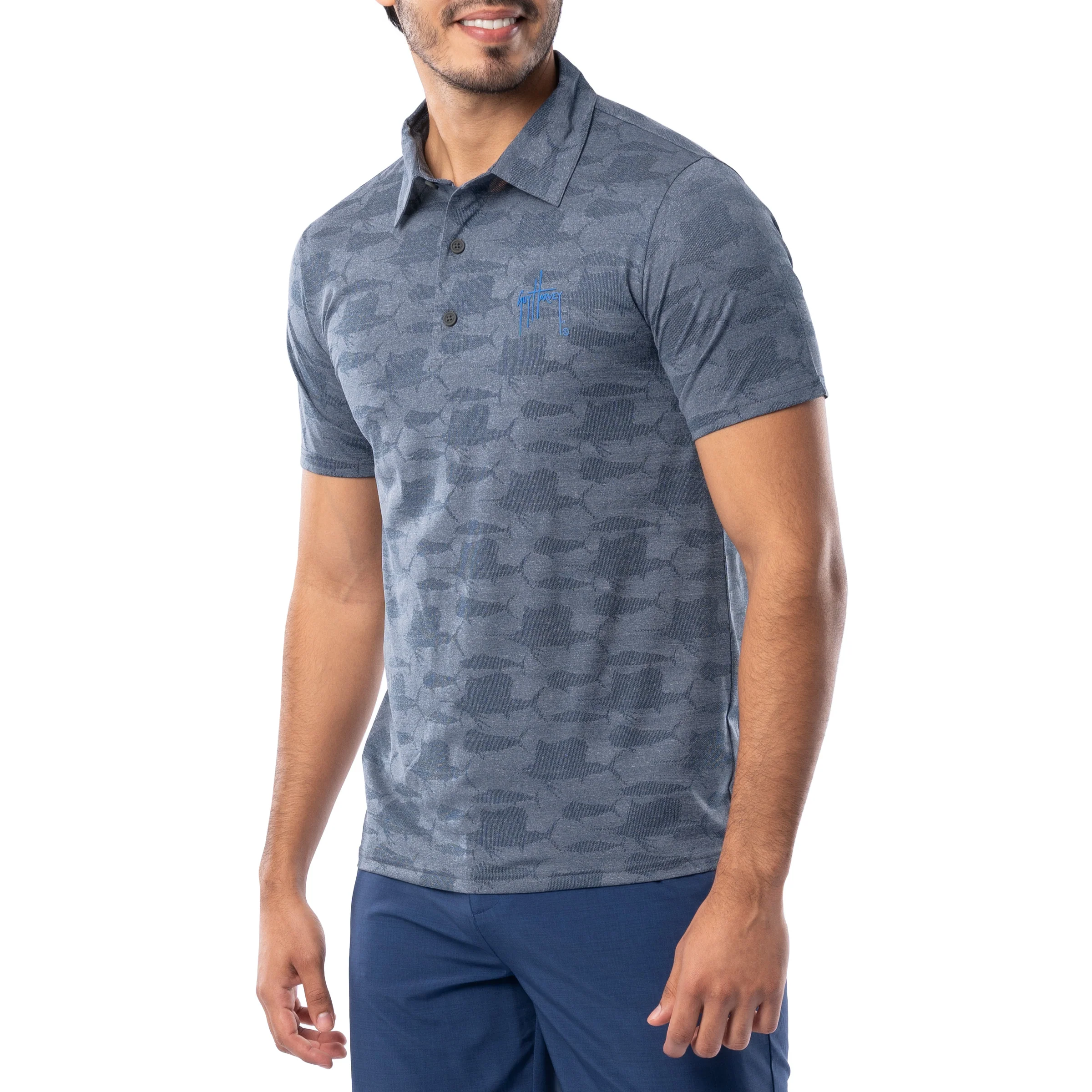 Men's Short Sleeve Bluewater Slam Jacquard Polo Shirt - Image 4