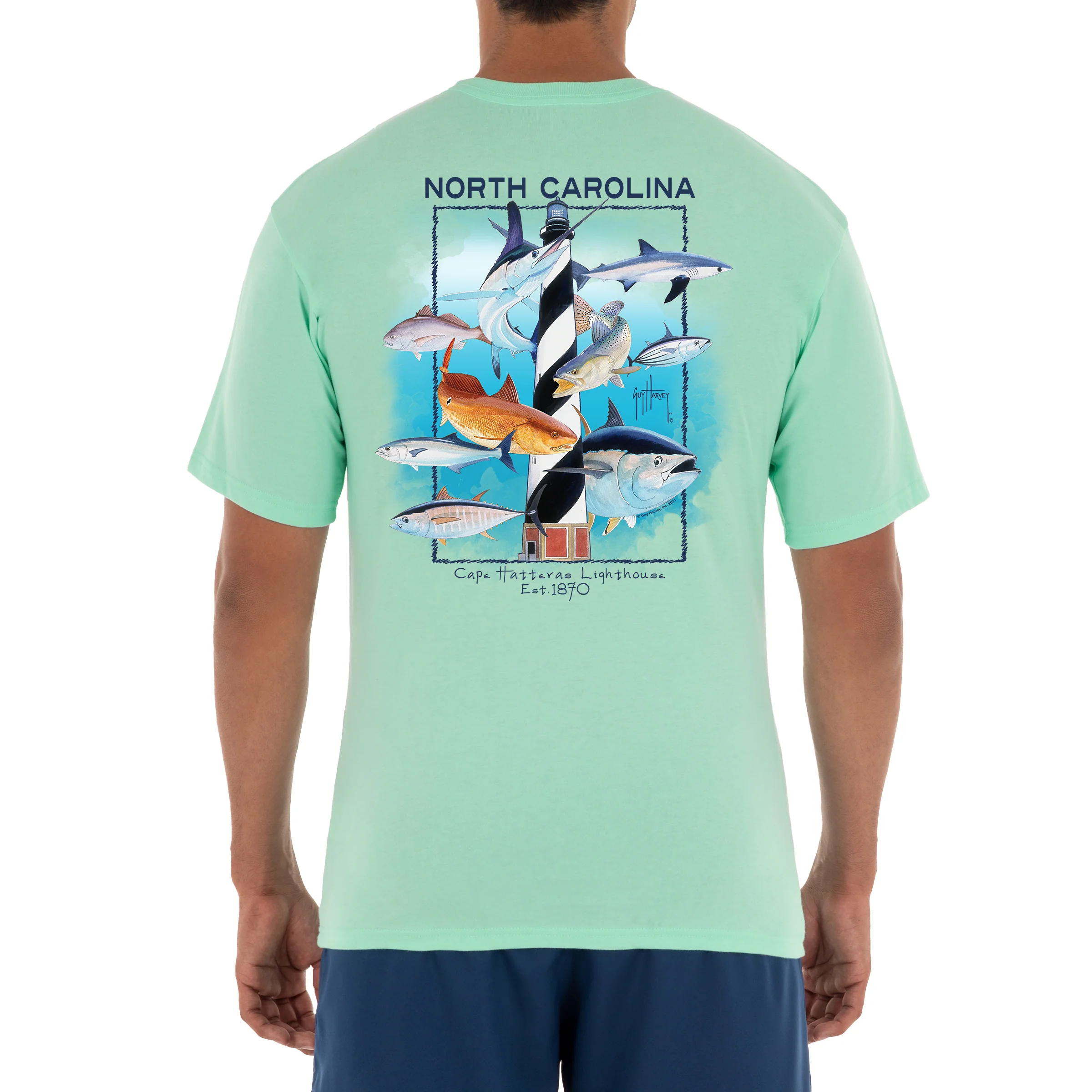 Men's 'Cape Hatteras Lighthouse' Short Sleeve Crew Neck T-Shirt - Image 3