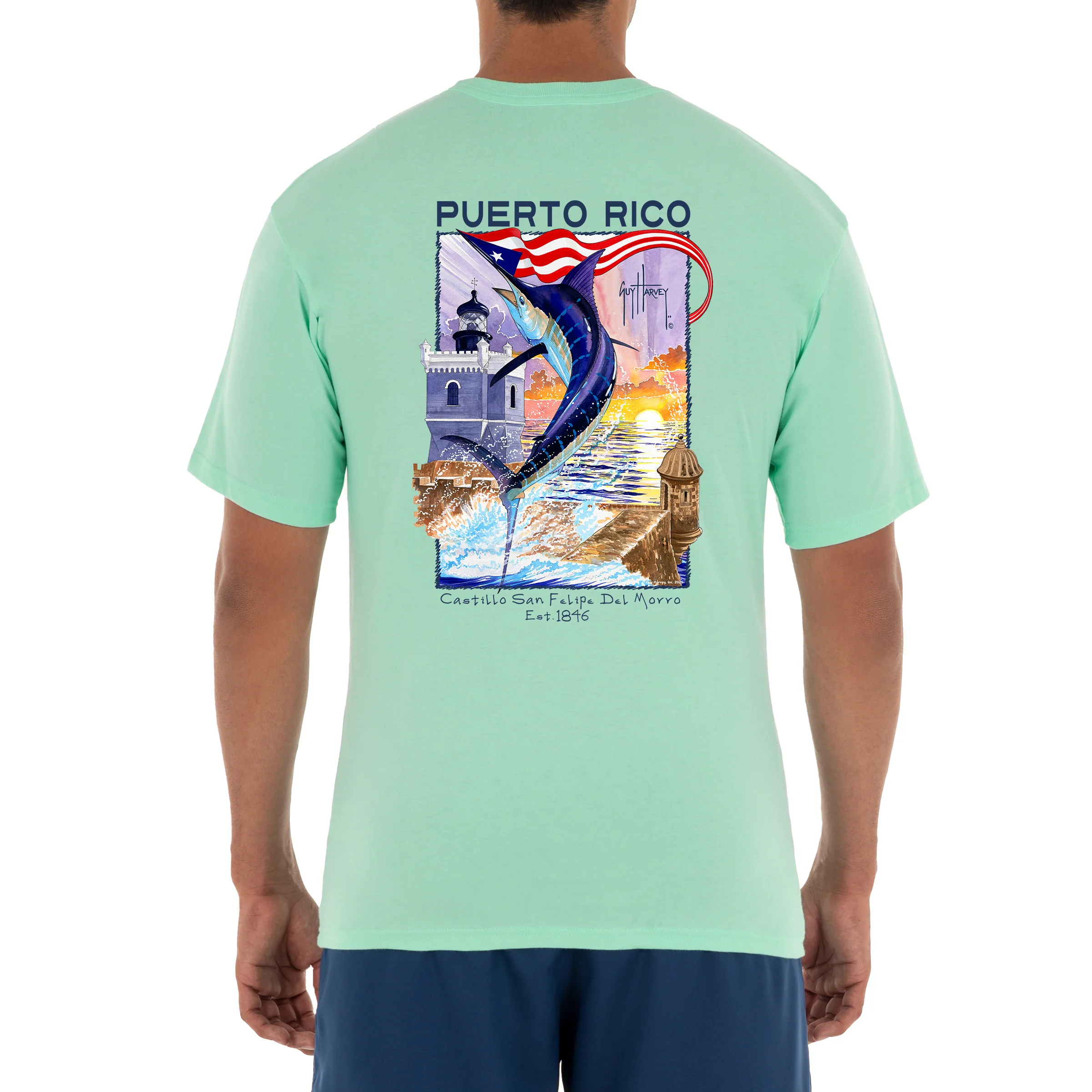 Men's 'Castillo San Felipe del Morro Lighthouse' Short Sleeve Crew Neck T-Shirt