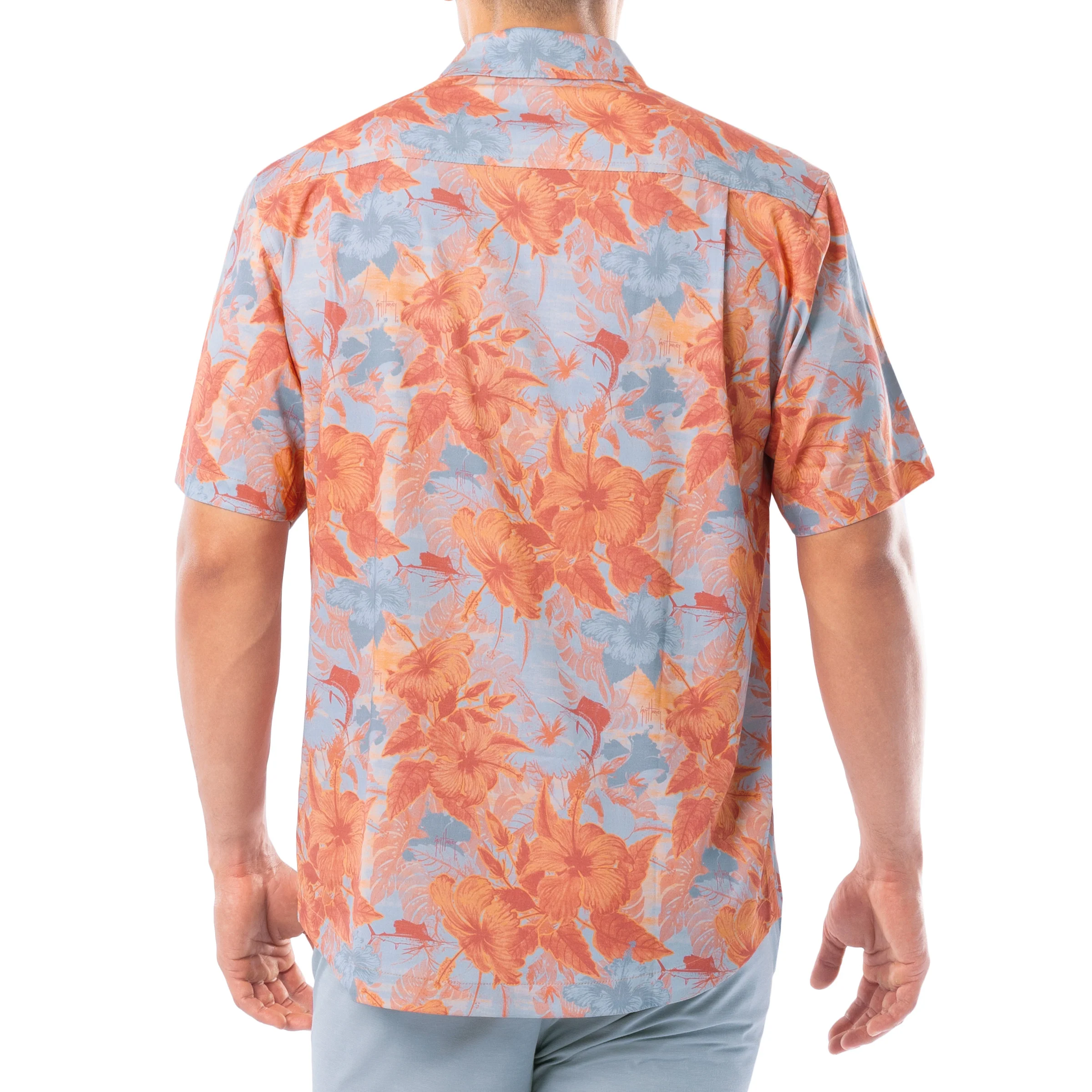 Men's Coral Hibiscus Key Printed Resort Shirt - Image 2