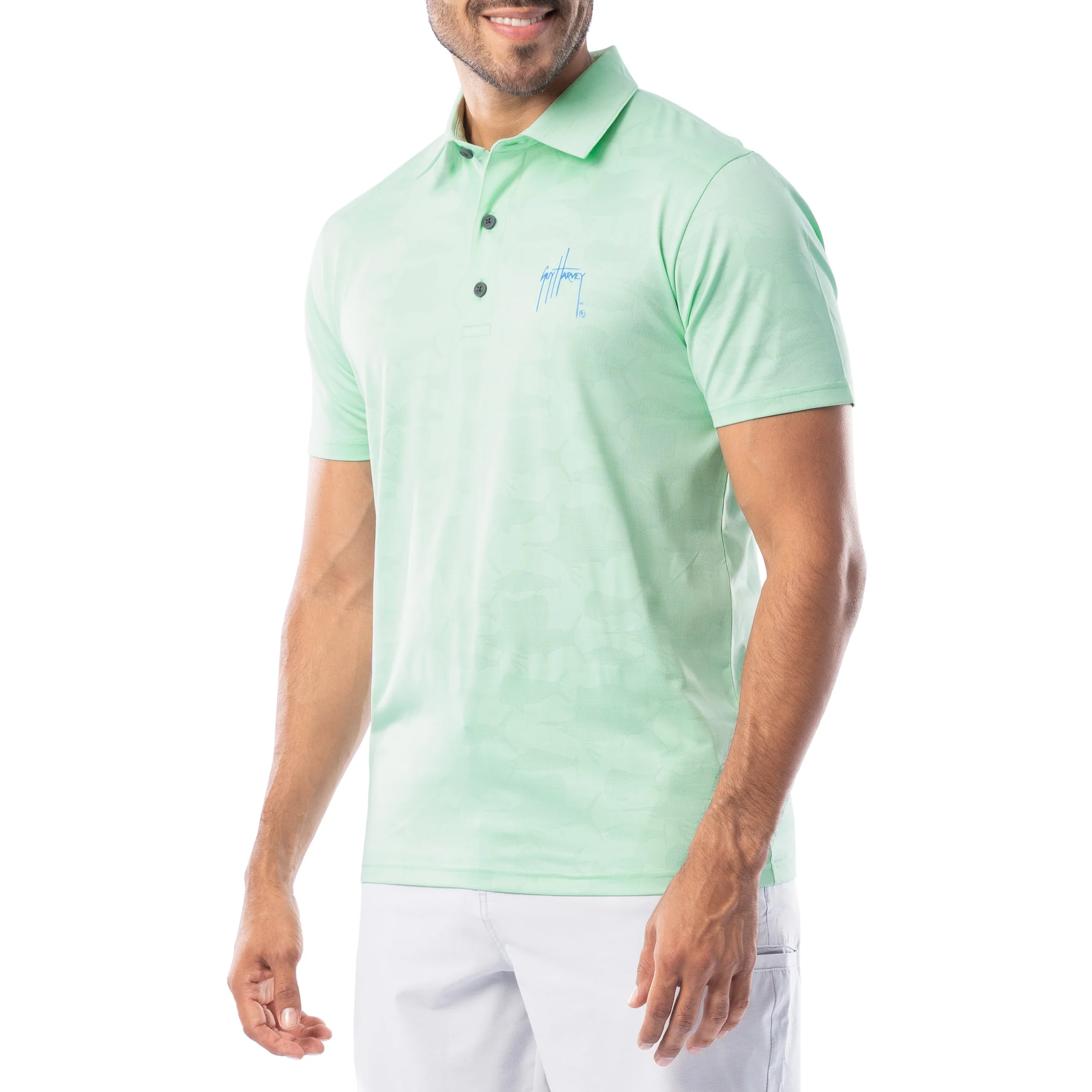 Men's Short Sleeve Green Bluewater Slam Jacquard Polo Shirt - Image 4