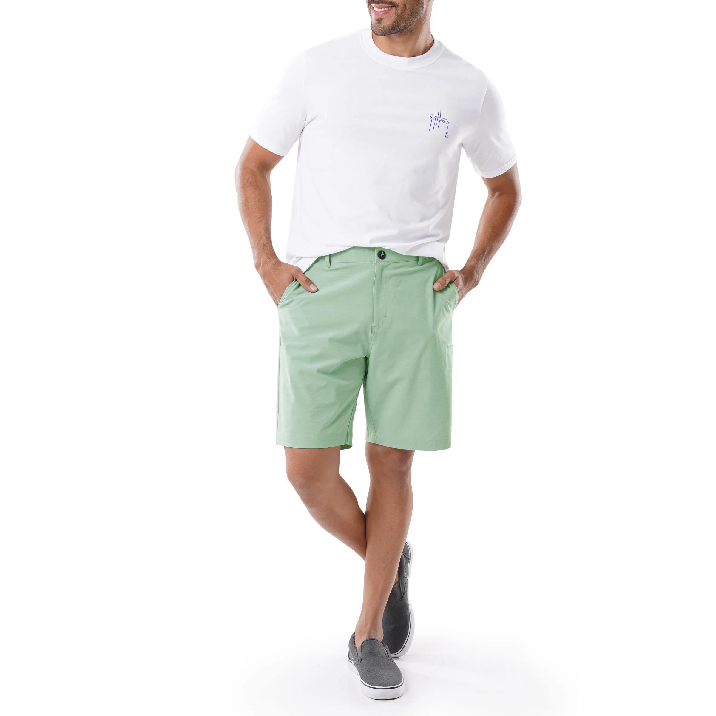 Men's Green Performance Hybrid Short 4-Way Stretch - Image 4