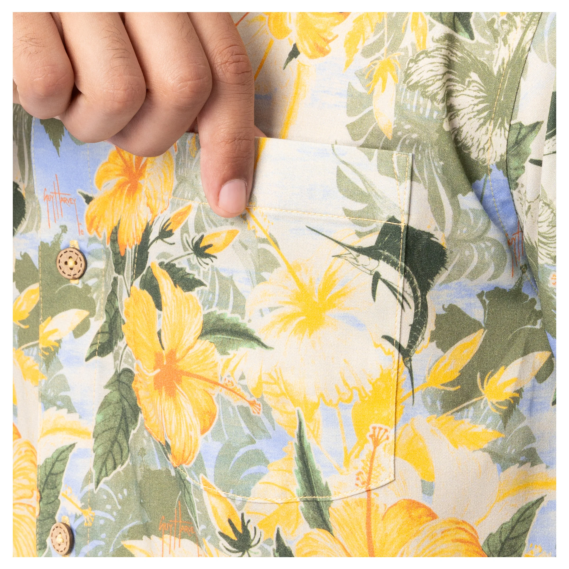 Men's Hibiscus Key Printed Resort Shirt - Image 3