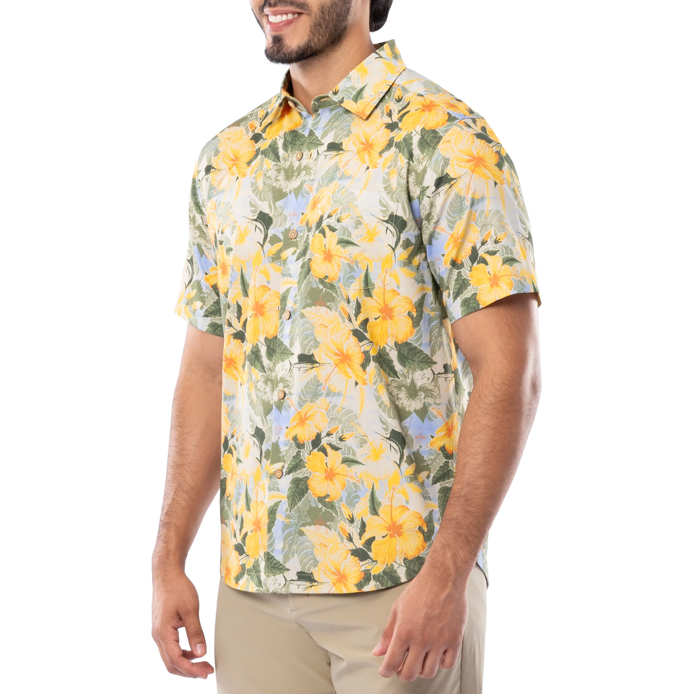 Men's Hibiscus Key Printed Resort Shirt - Image 5