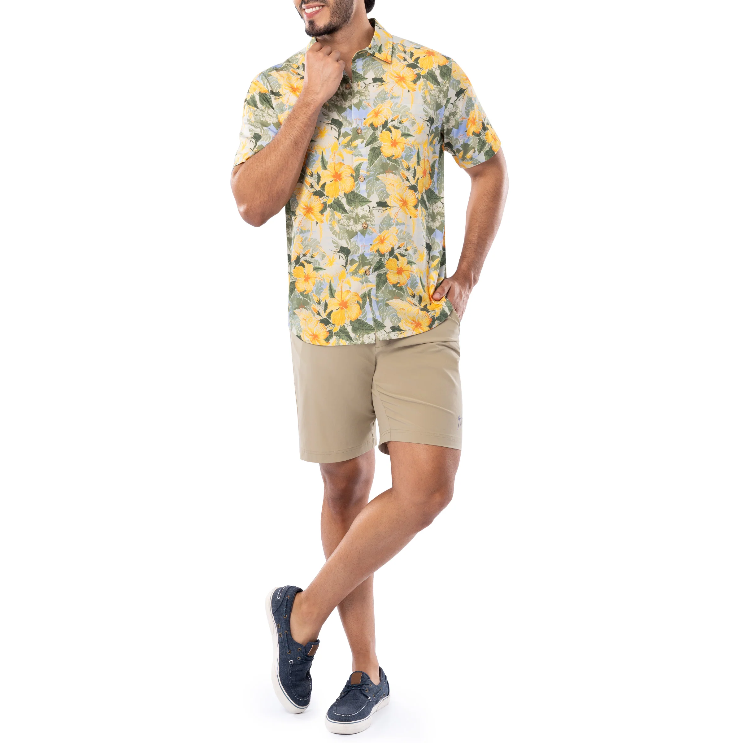 Men's Hibiscus Key Printed Resort Shirt - Image 7