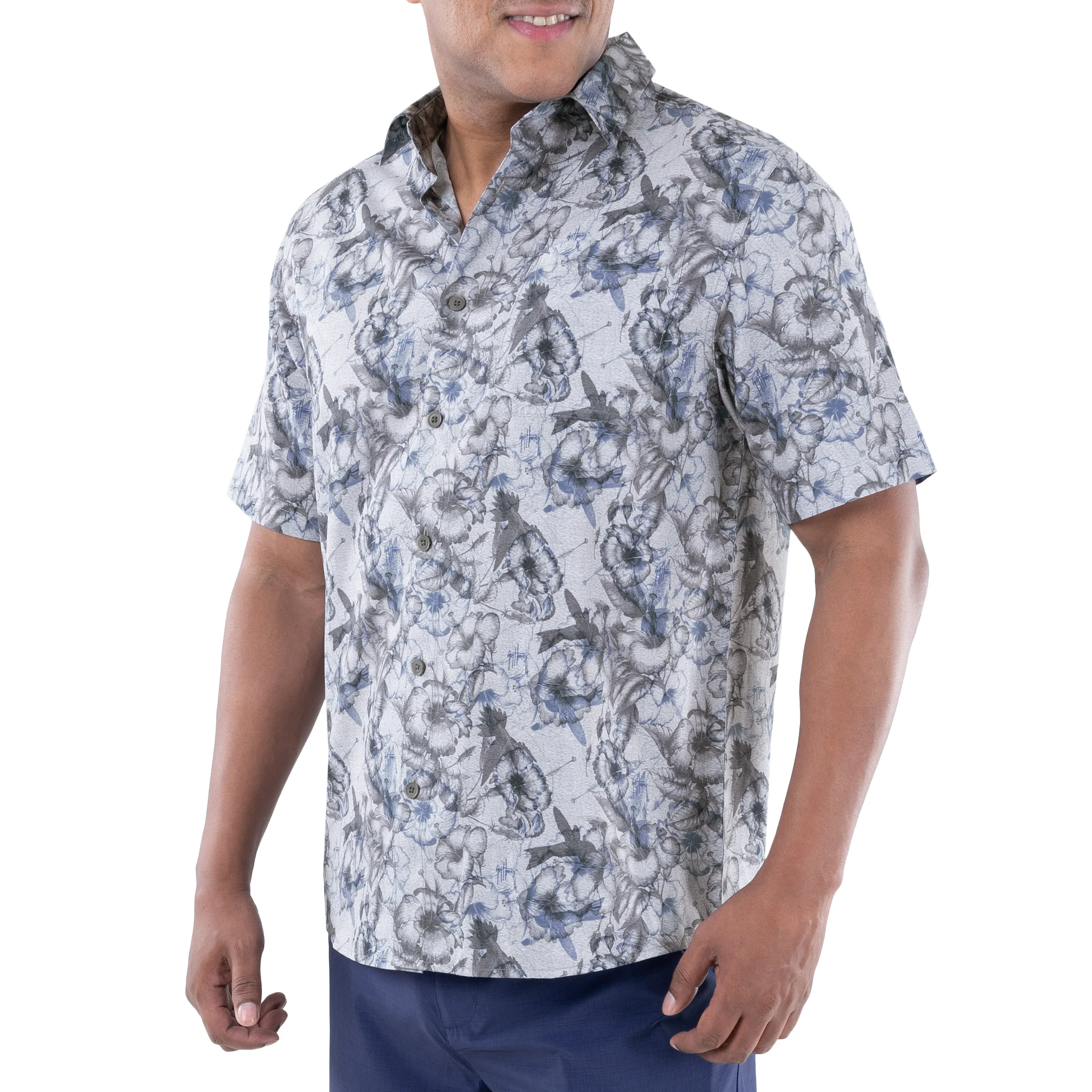 Men's Hibiscus Heather Performance Fishing Shirt - Image 3