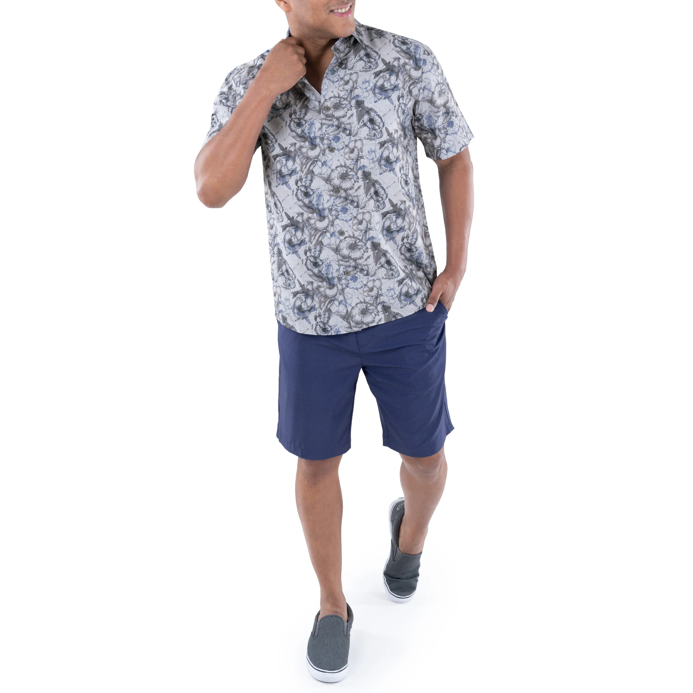 Men's Hibiscus Heather Performance Fishing Shirt - Image 7