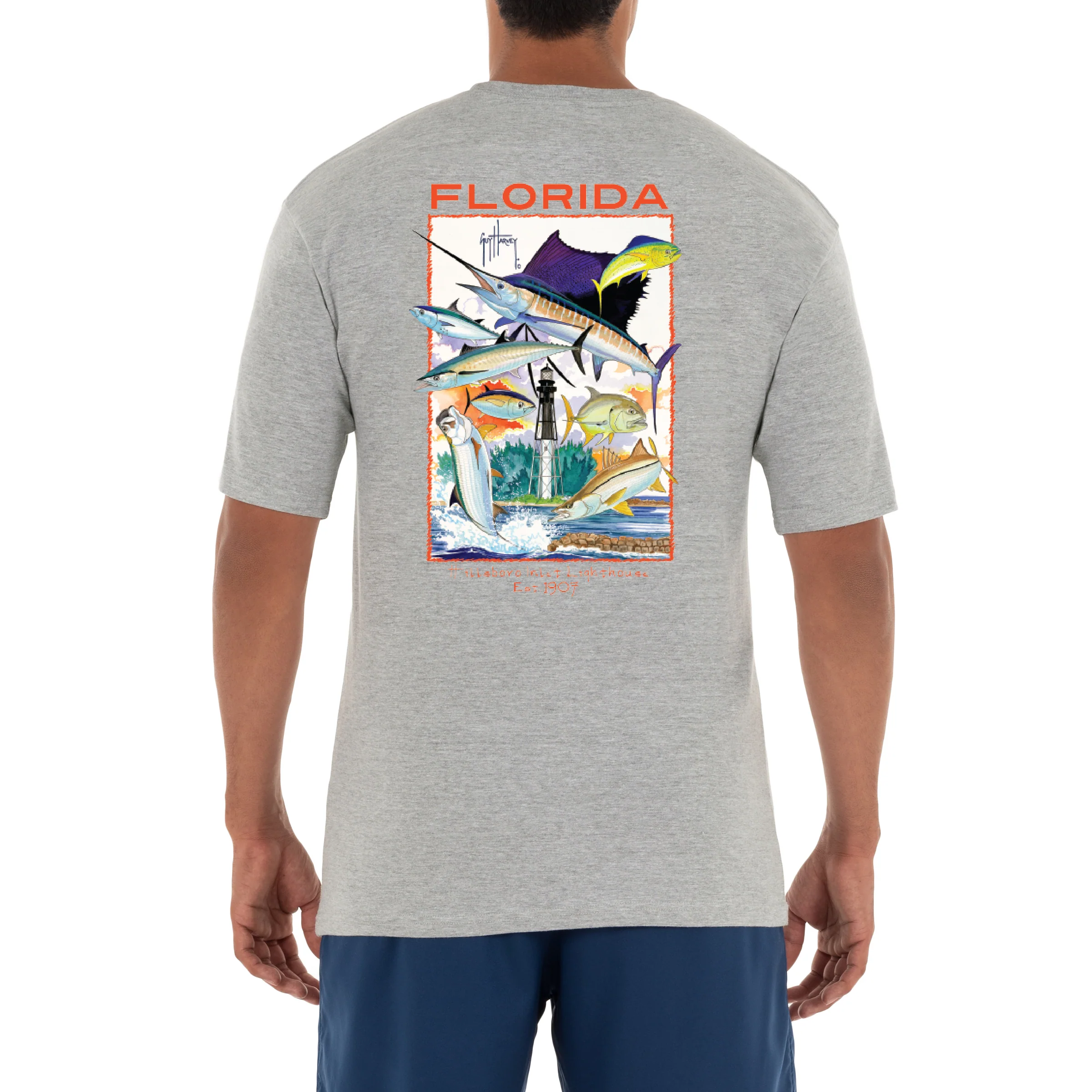 Men's 'Hillsboro Inlet Lighthouse' Short Sleeve Crew Neck T-Shirt