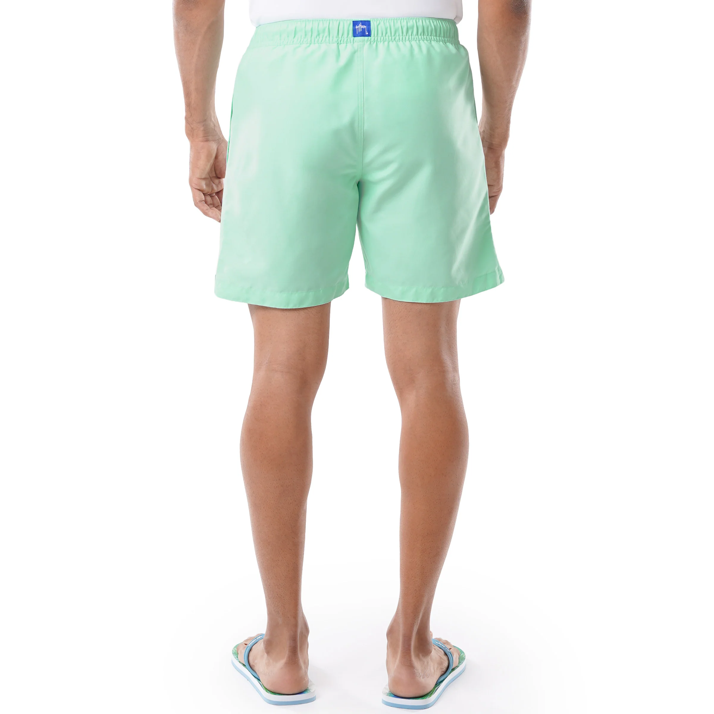 Men's Light Green Solid 7" Swim Trunks - Image 2
