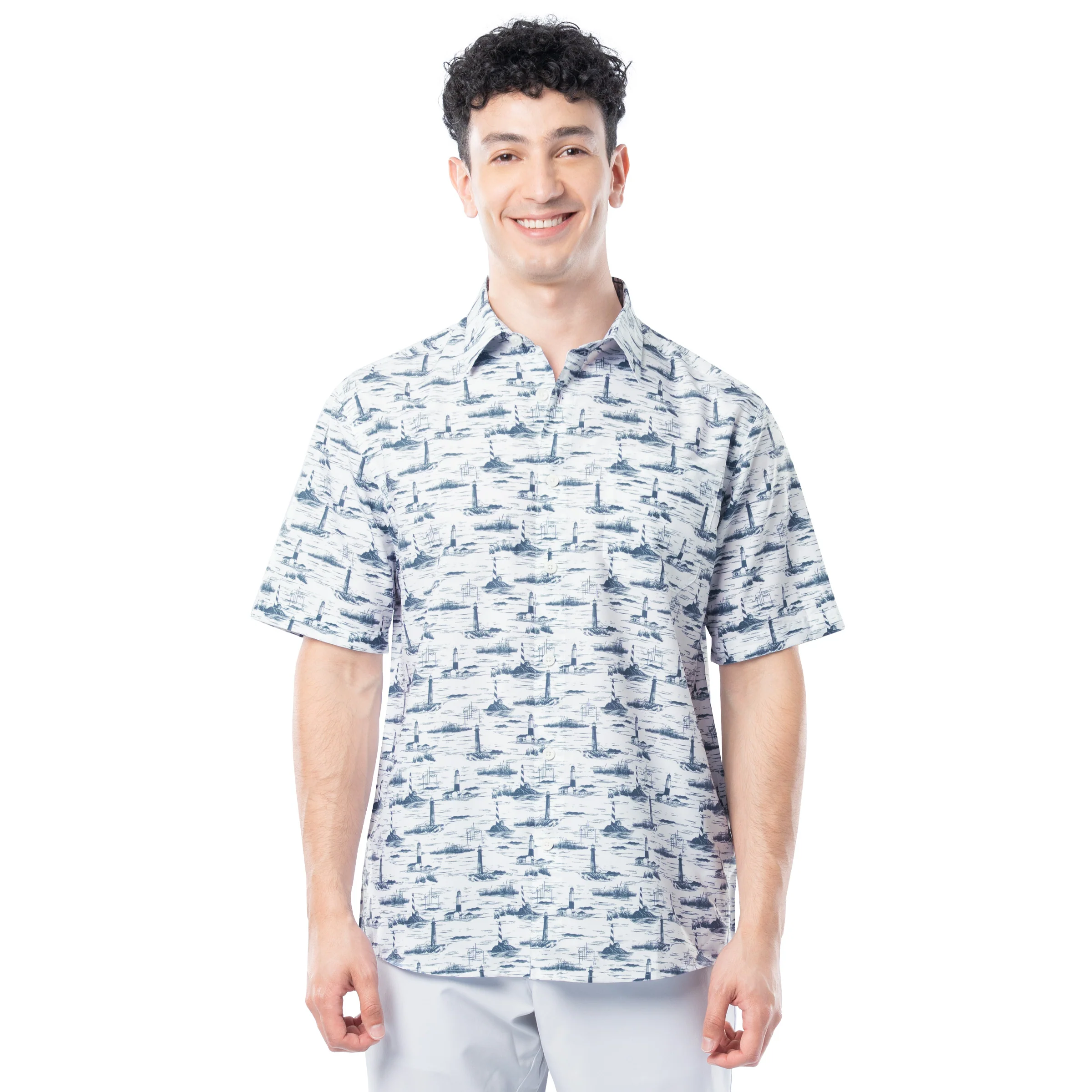 Mariner Fishing Shirt - Lighthouse Toile