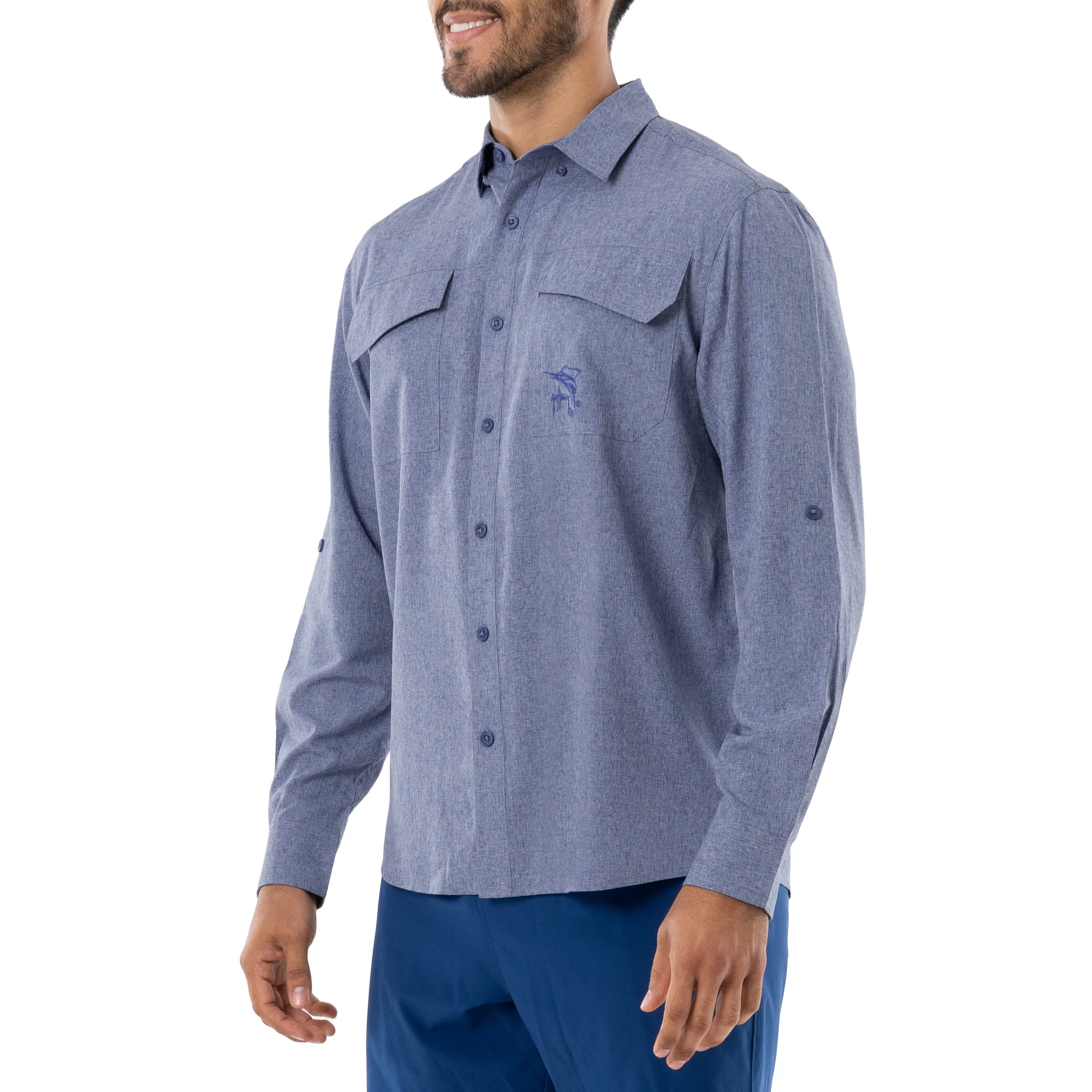 Harbor Heather Long Sleeve Fishing Shirt - Image 3