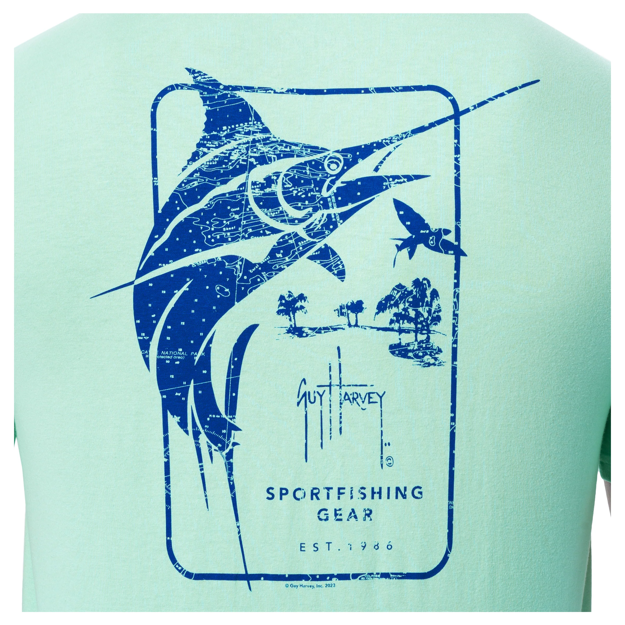 Men's Marlin Stencil Short Sleeve Pocket T-Shirt - Image 3