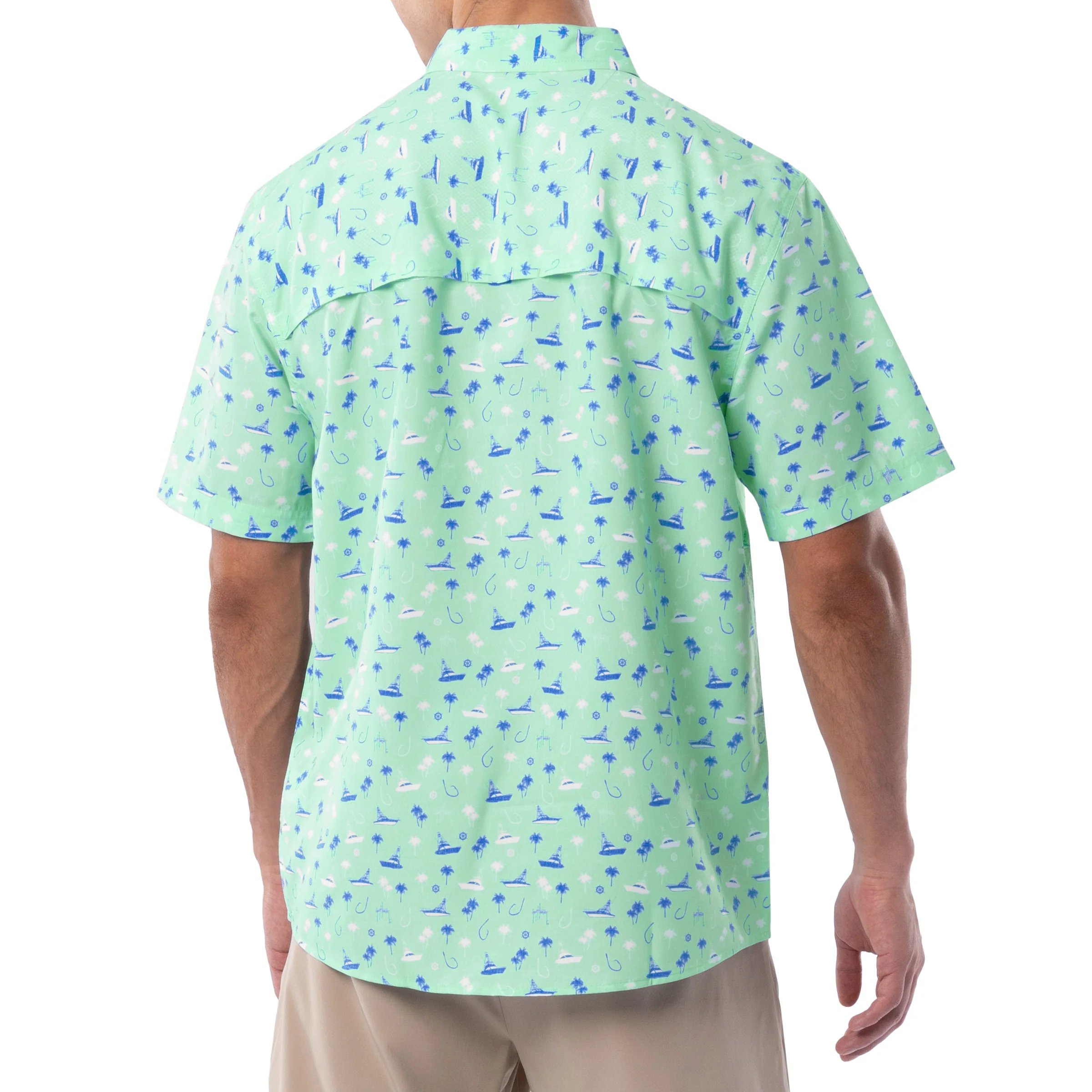 Men's Nautical Palms Performance Fishing Shirt - Image 2