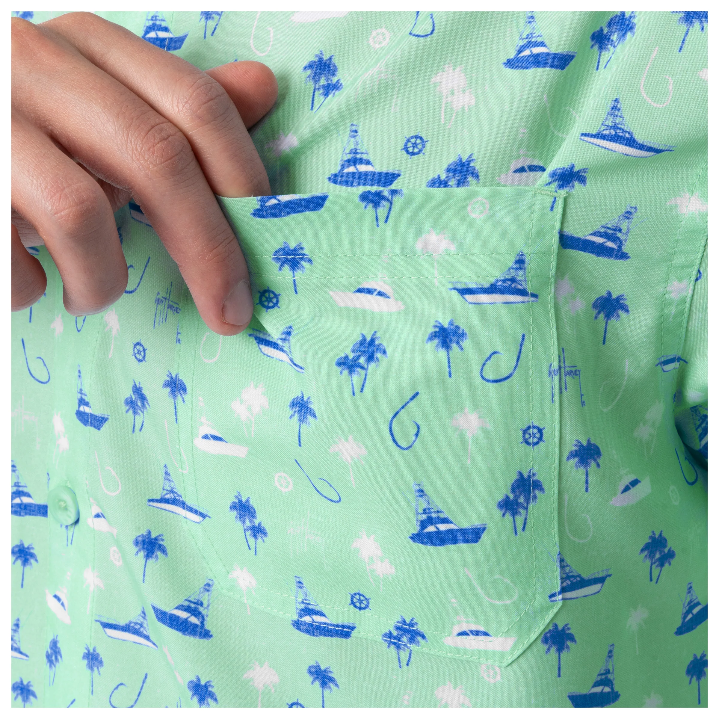 Men's Nautical Palms Performance Fishing Shirt - Image 5