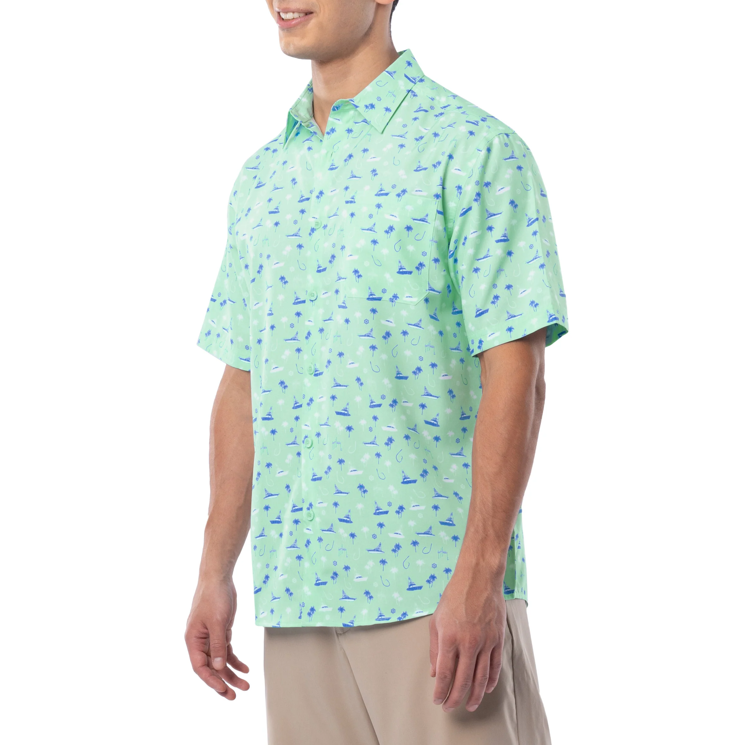 Men's Nautical Palms Performance Fishing Shirt - Image 6
