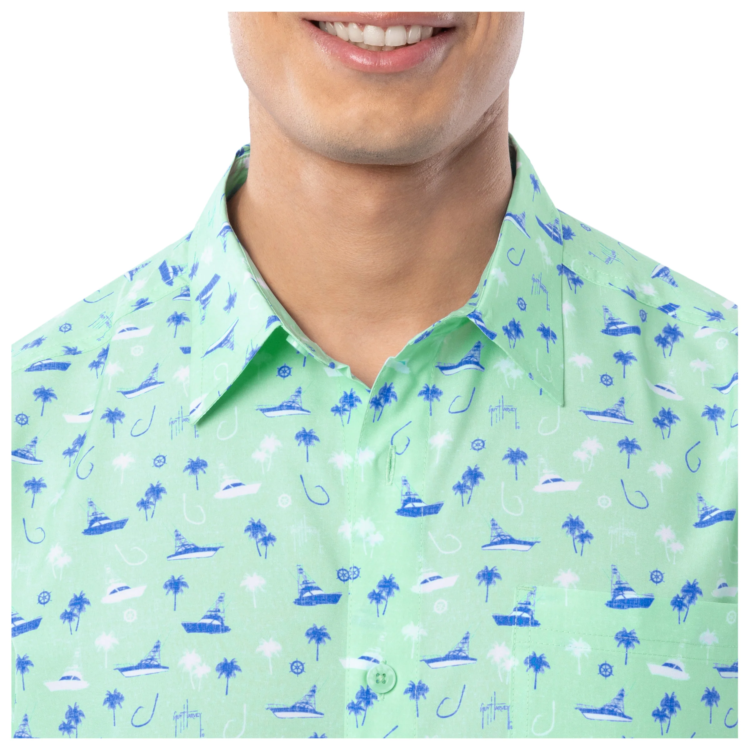 Men's Nautical Palms Performance Fishing Shirt - Image 7