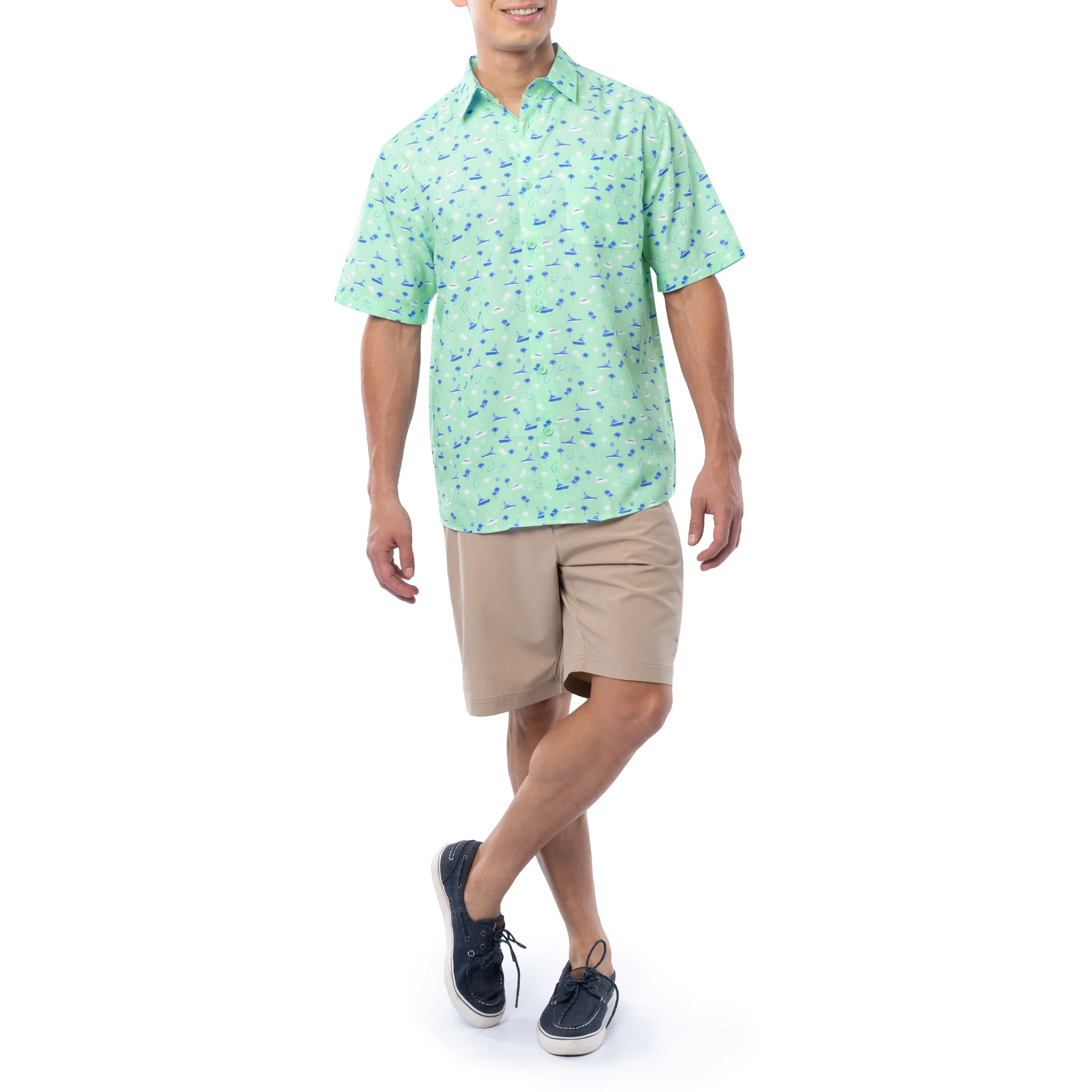 Men's Nautical Palms Performance Fishing Shirt - Image 8