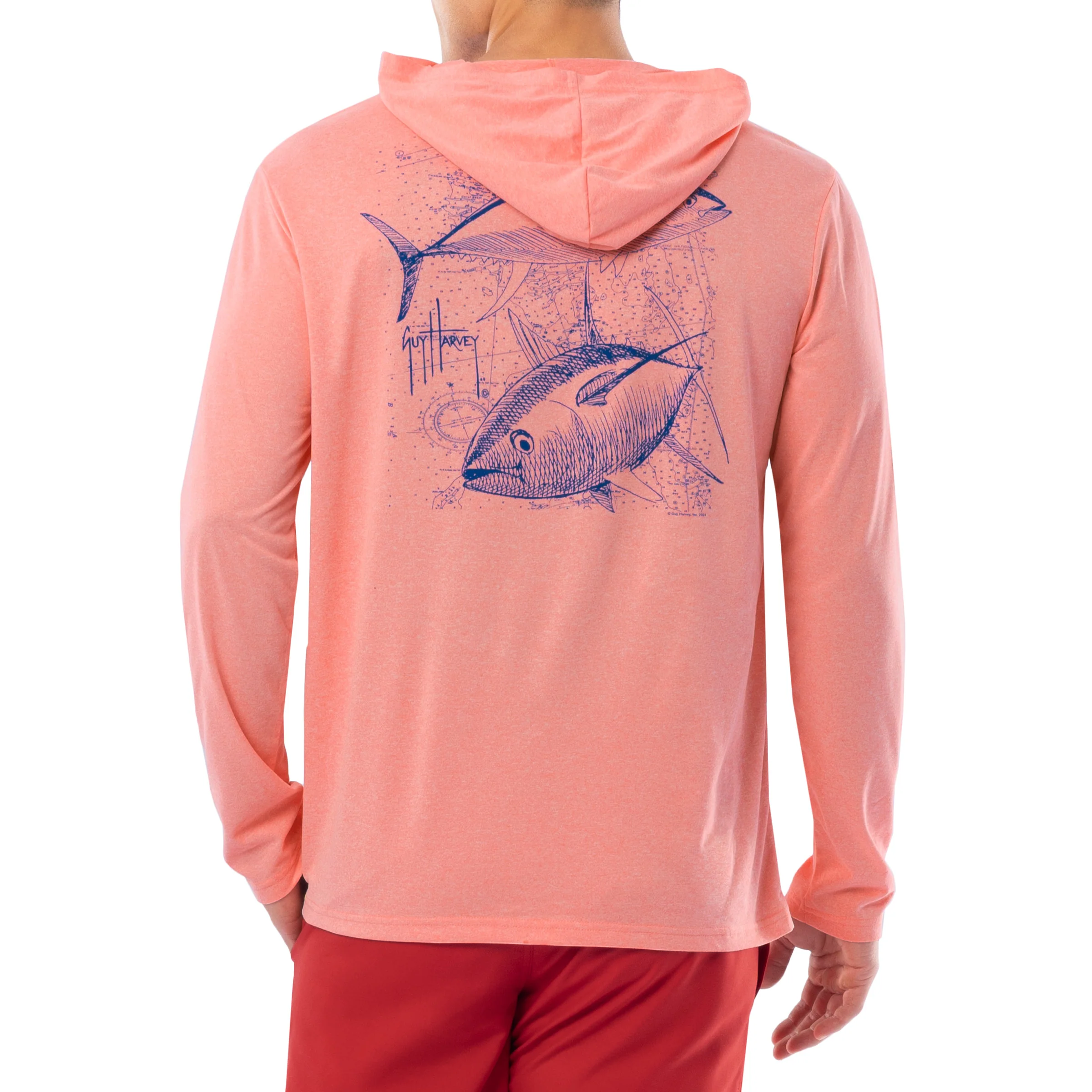 Men's Nautical Tuna Long Sleeve Performance Hoodie - Image 2